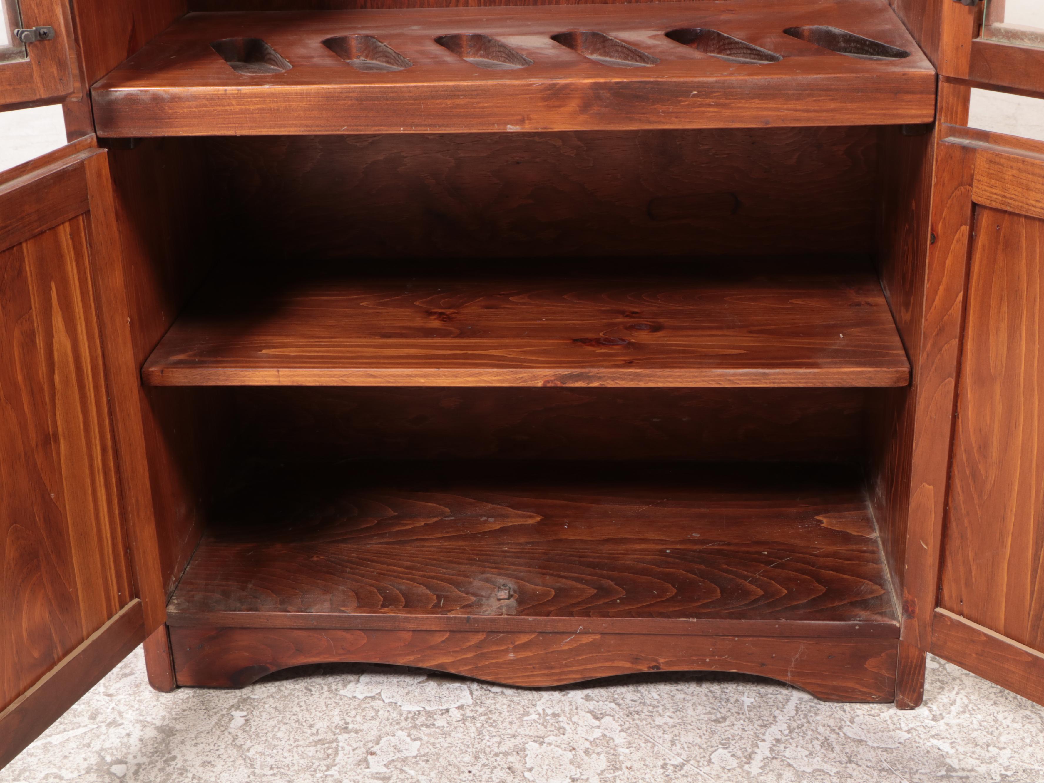 Victorian Style Oak Gun Cabinet with Glass Doors