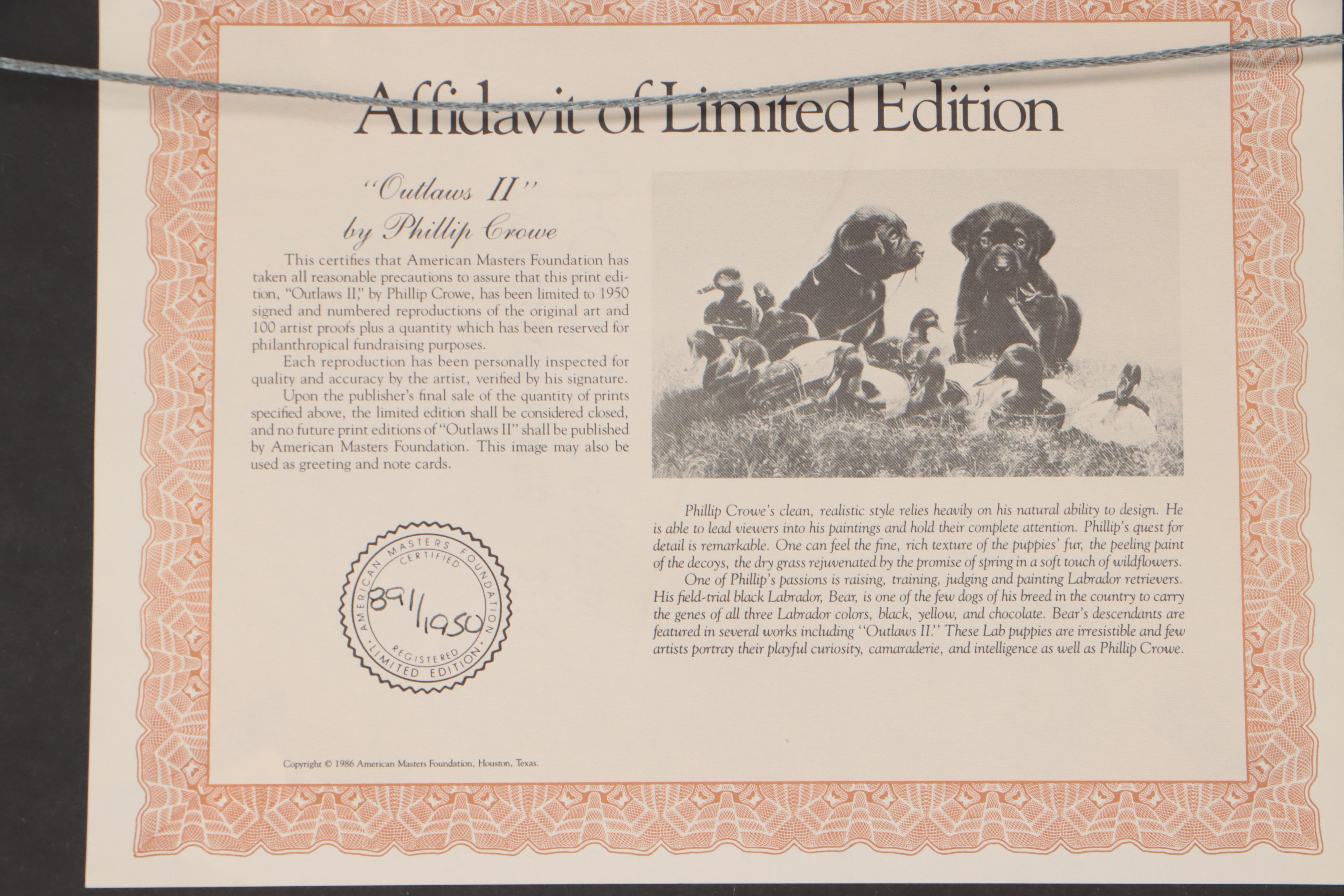 Phillip Crowe Offset Lithograph "Outlaws II," 1986