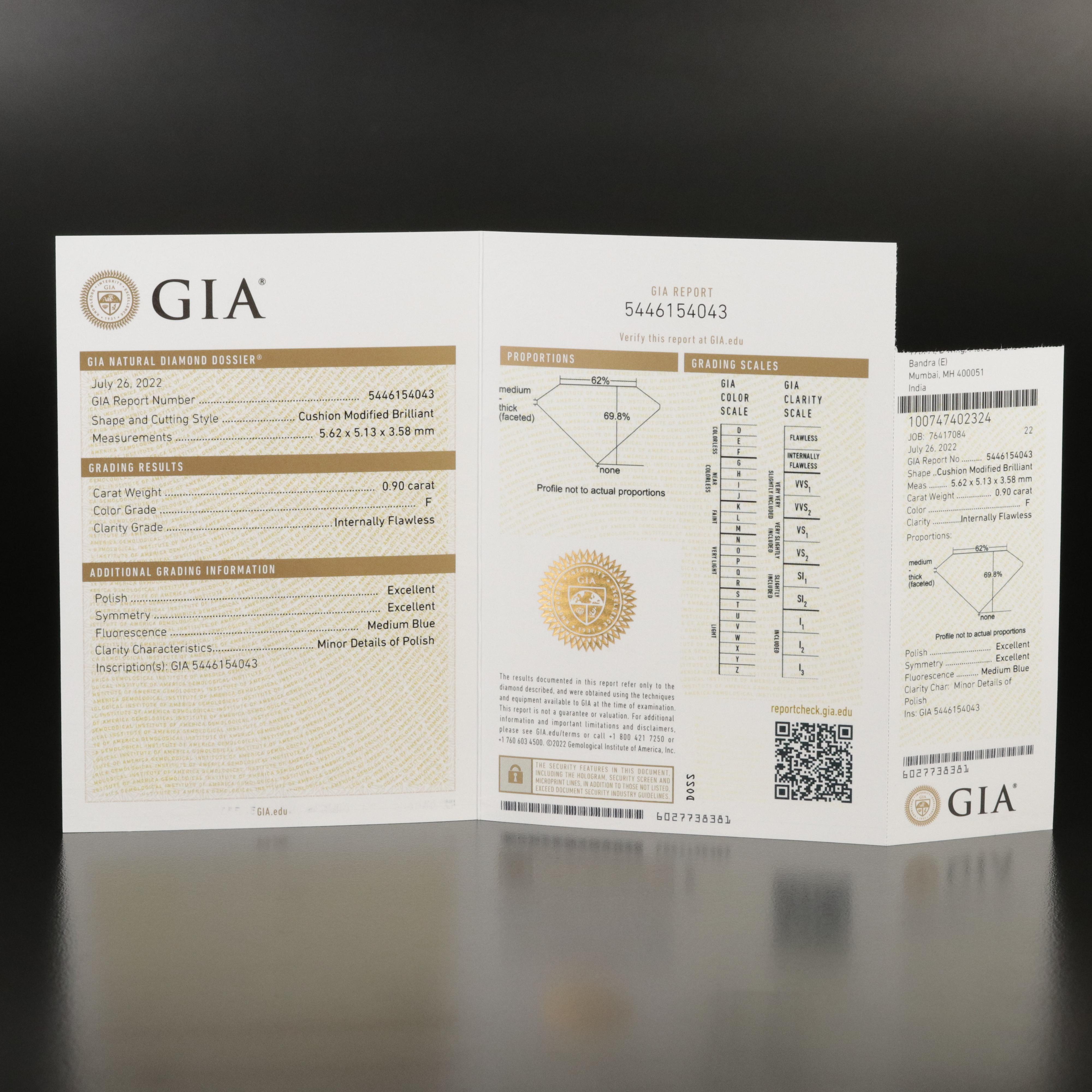 Loose 0.90 CT Internally Flawless Diamond with GIA Report