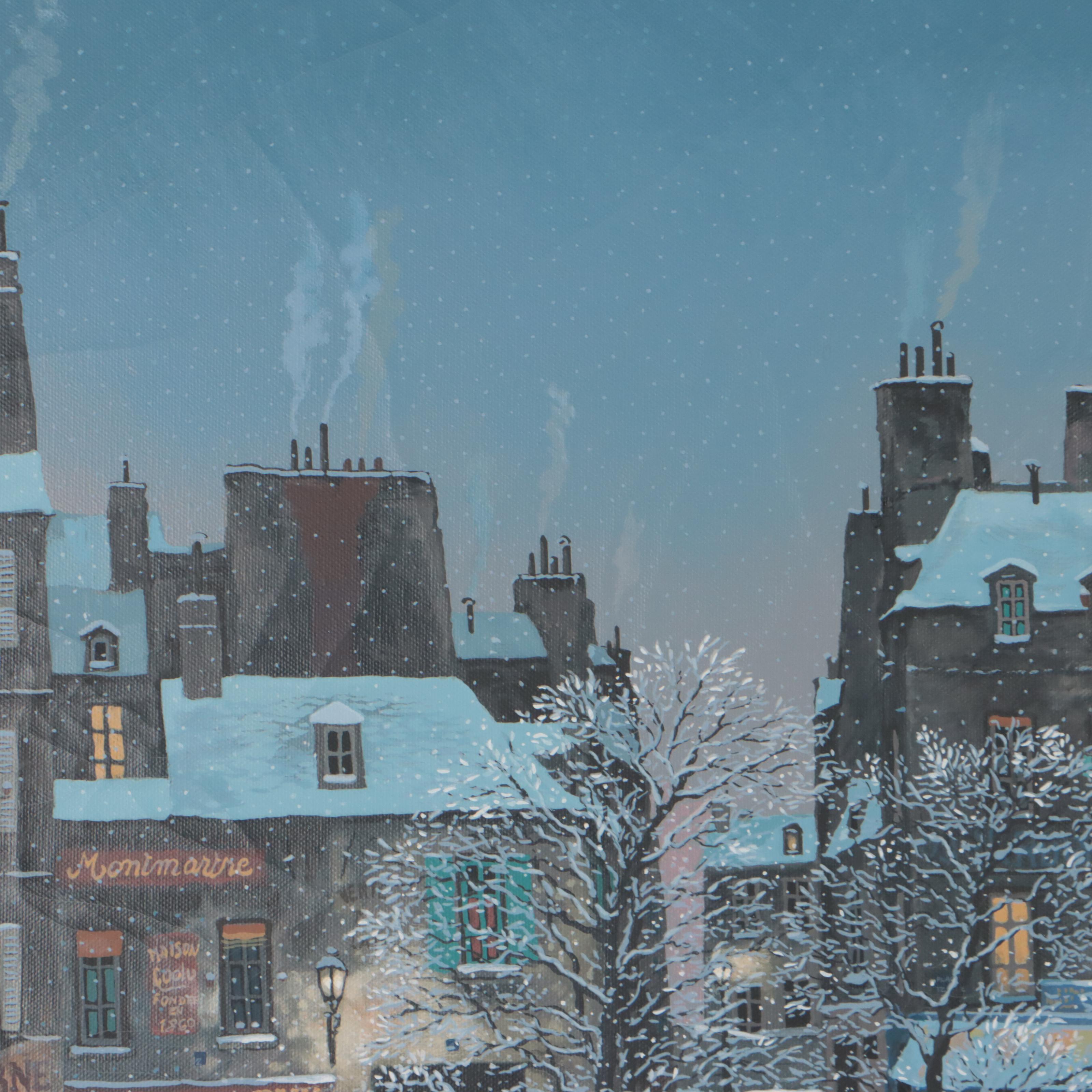 Michel Delacroix Serigraph "Noël à Montmartre"