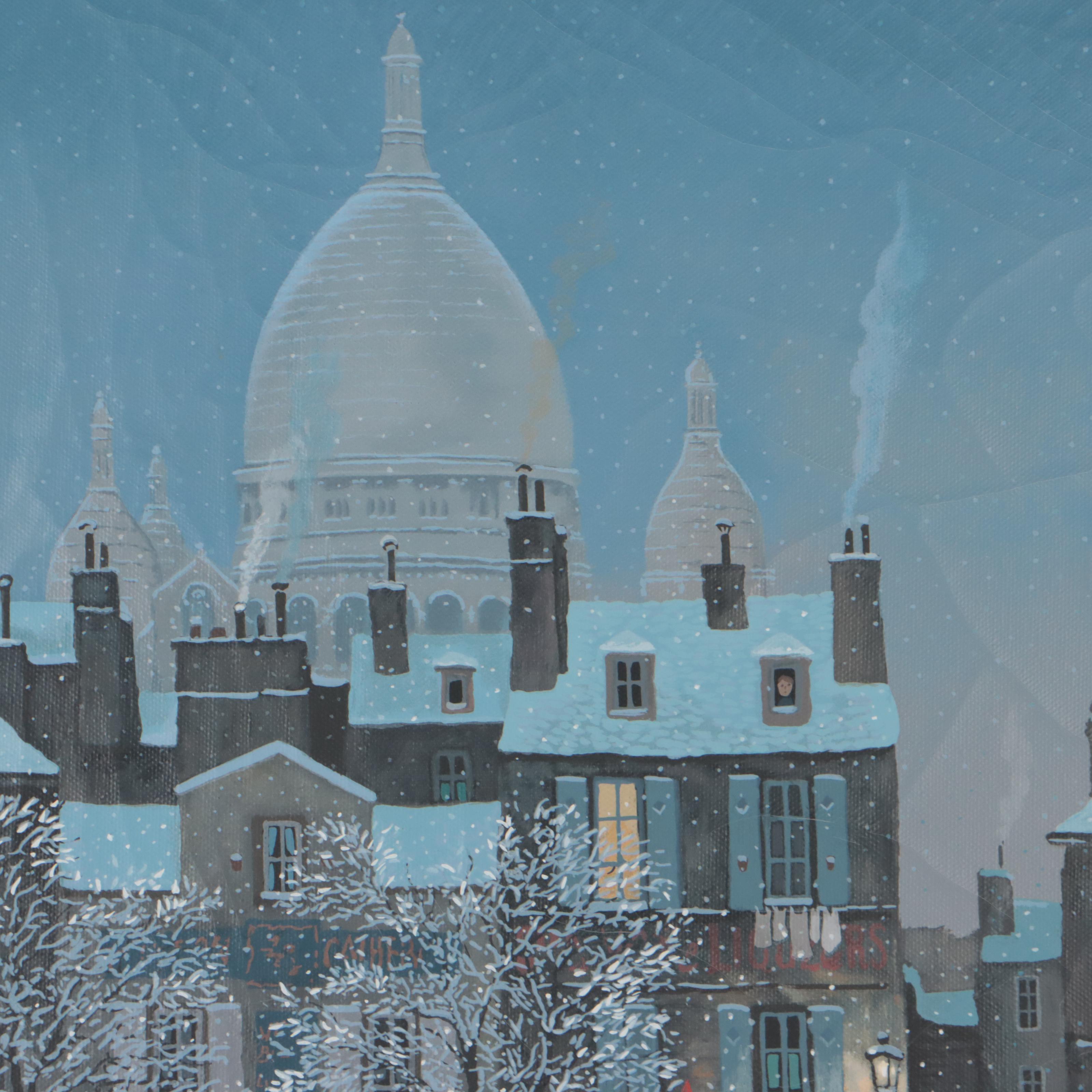 Michel Delacroix Serigraph "Noël à Montmartre"