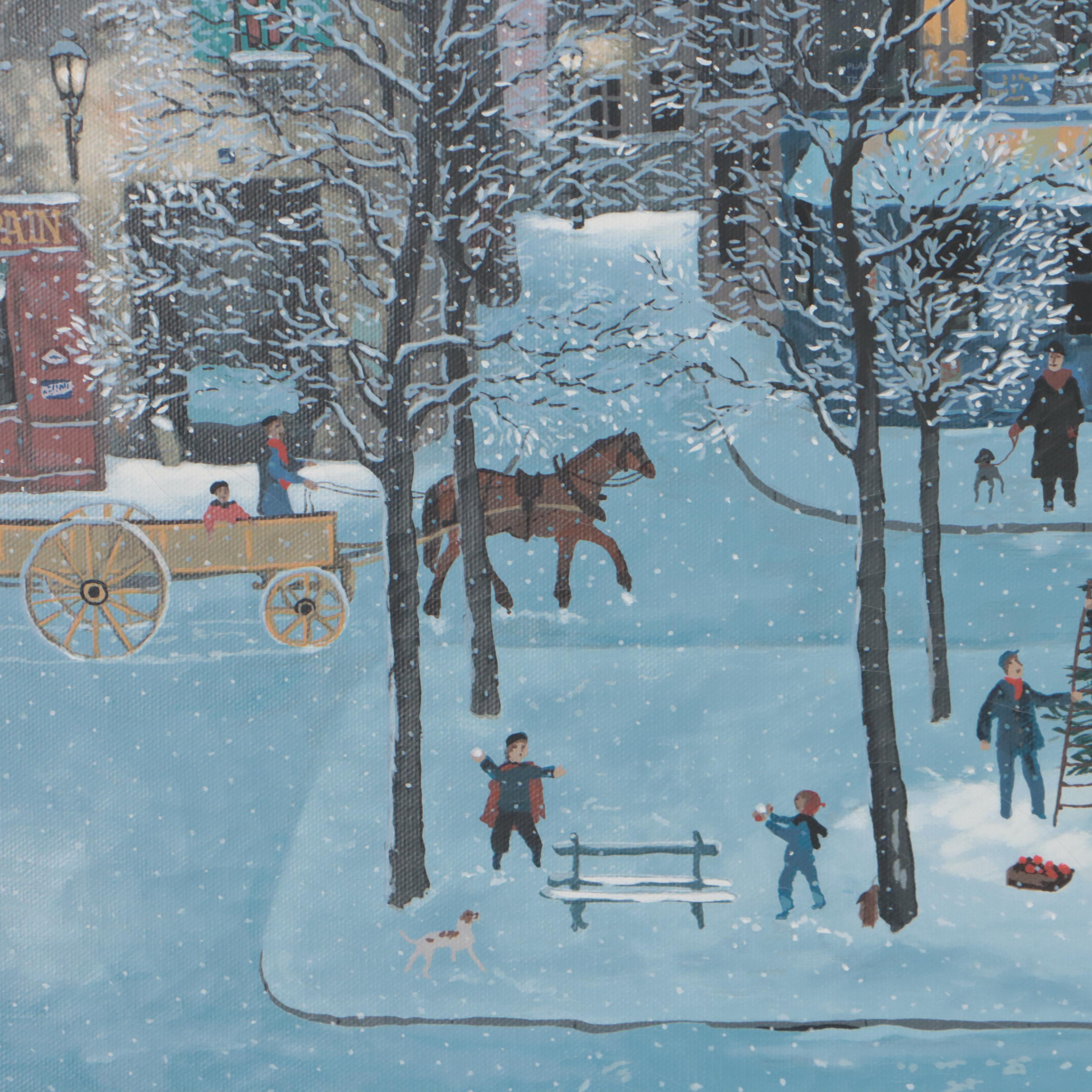 Michel Delacroix Serigraph "Noël à Montmartre"