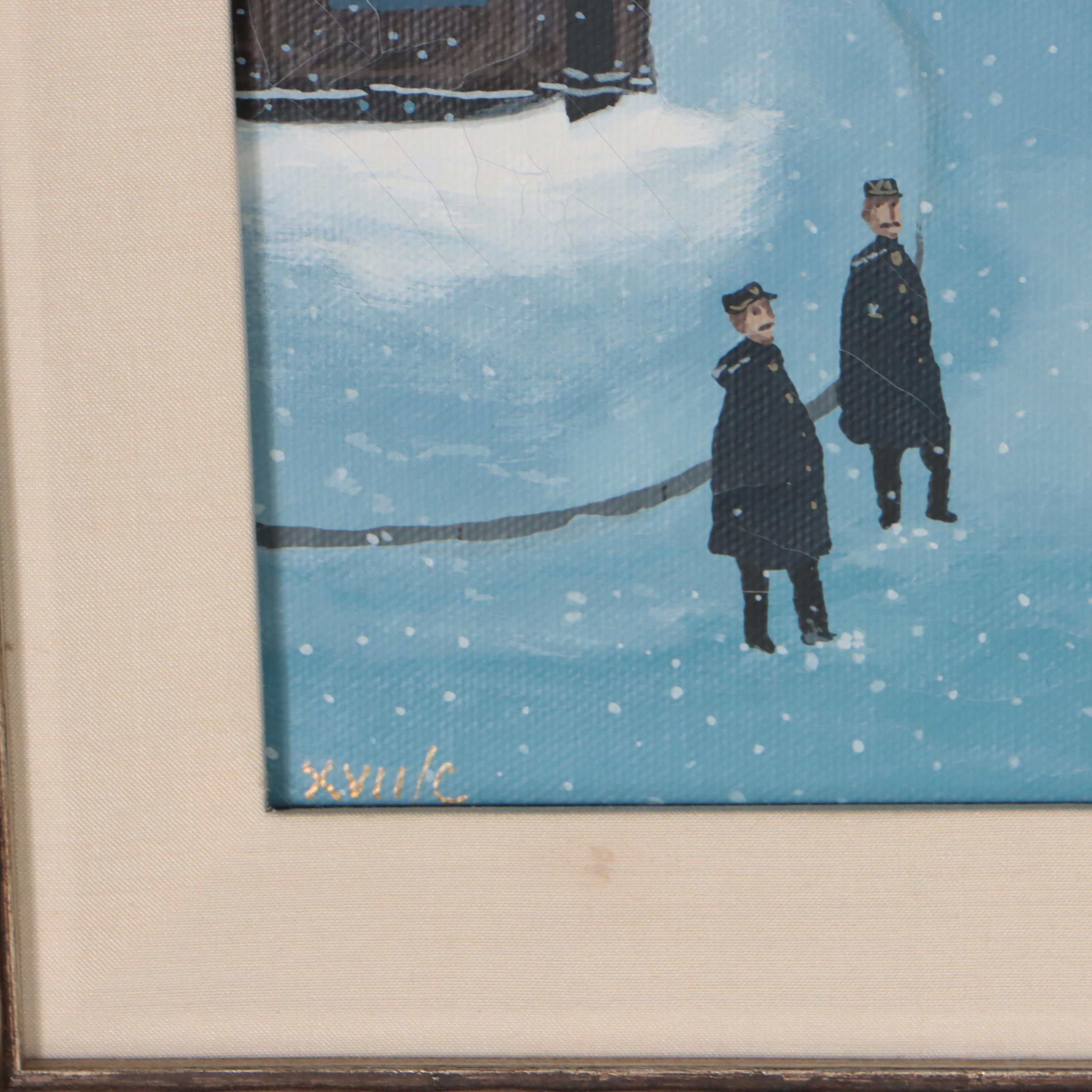 Michel Delacroix Serigraph "Noël à Montmartre"