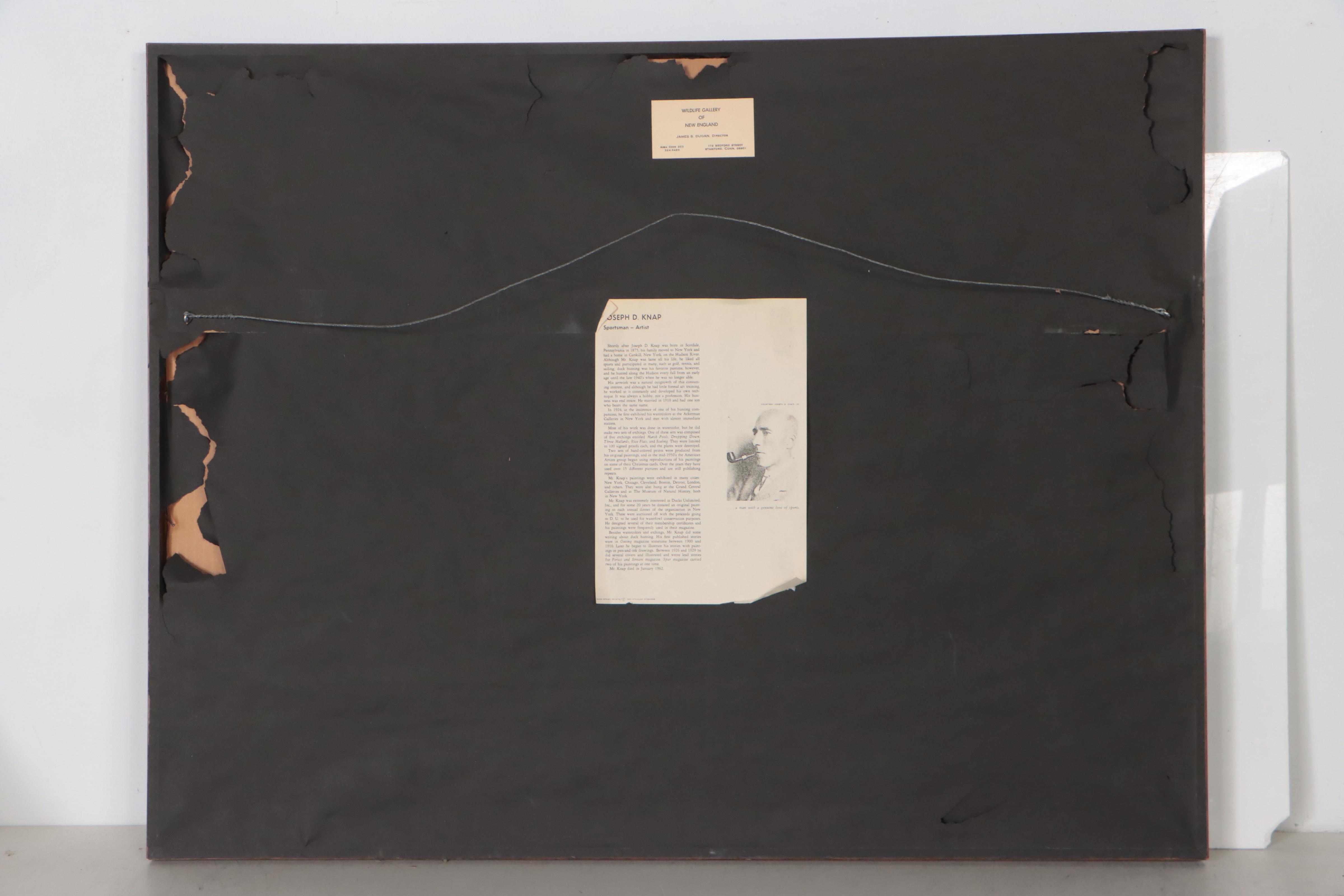 Joseph D. Knap Watercolor Painting of Landscape With Mallards