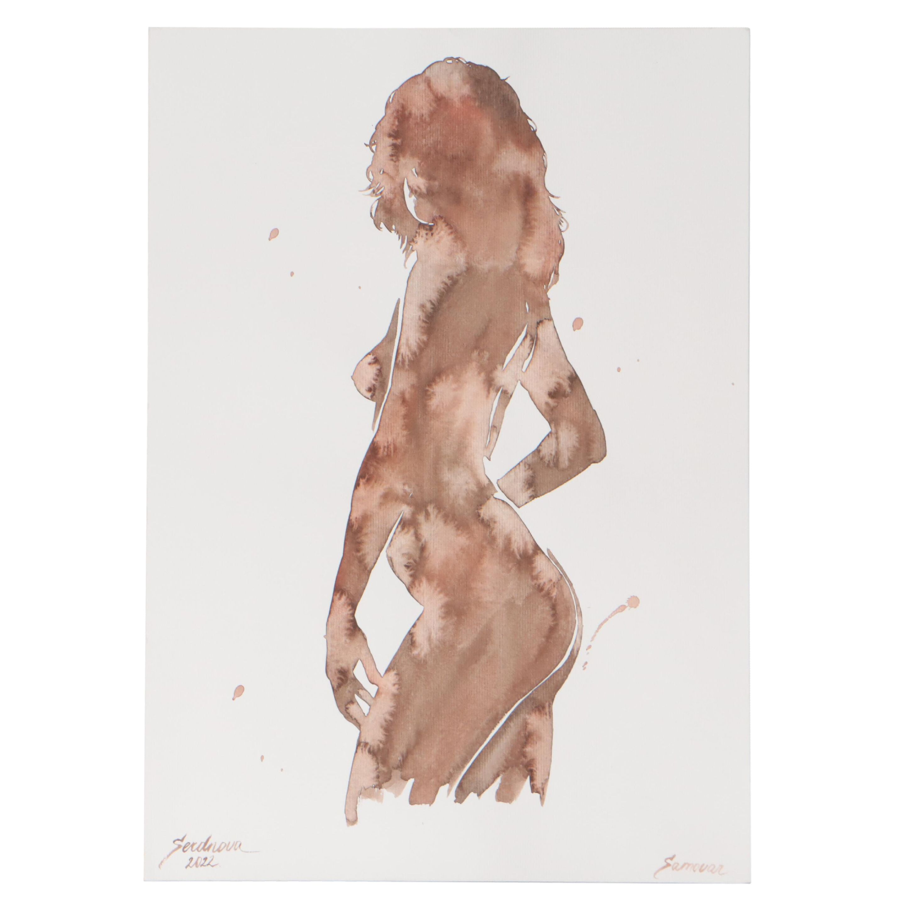 Anastasija Serdnova Watercolor Painting of Nude, 2022