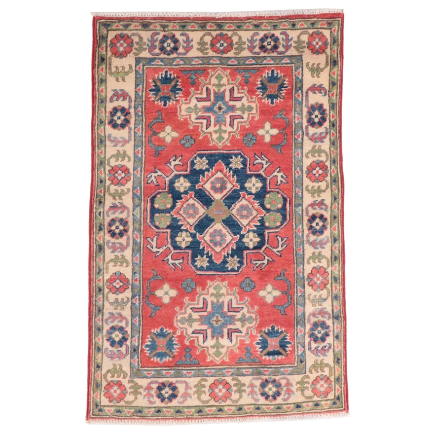 2'6 x 4' Hand-Knotted Afghan Kazak Accent Rug