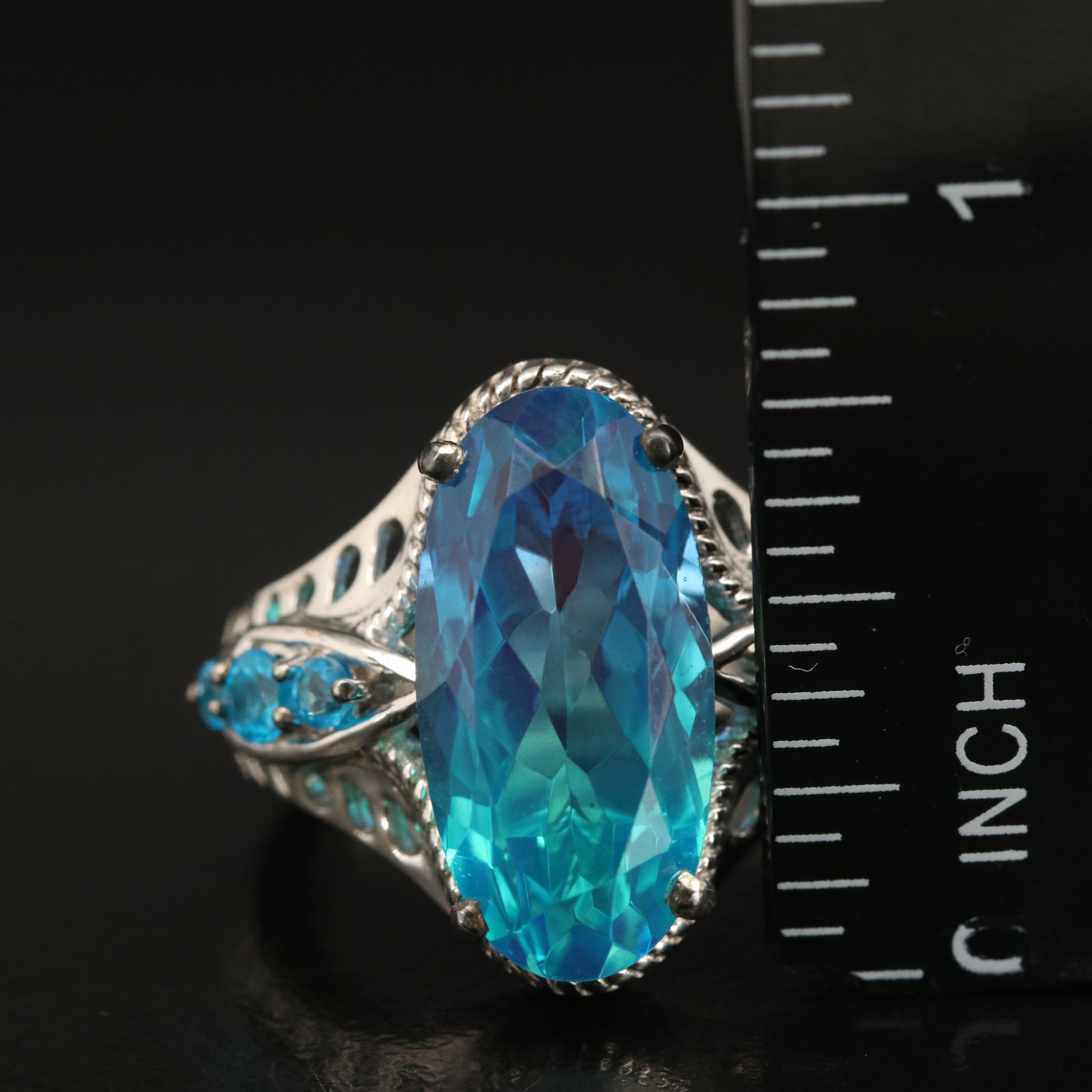 Sterling Ring Grouping Including Larimar, Apatite and Tanzanite