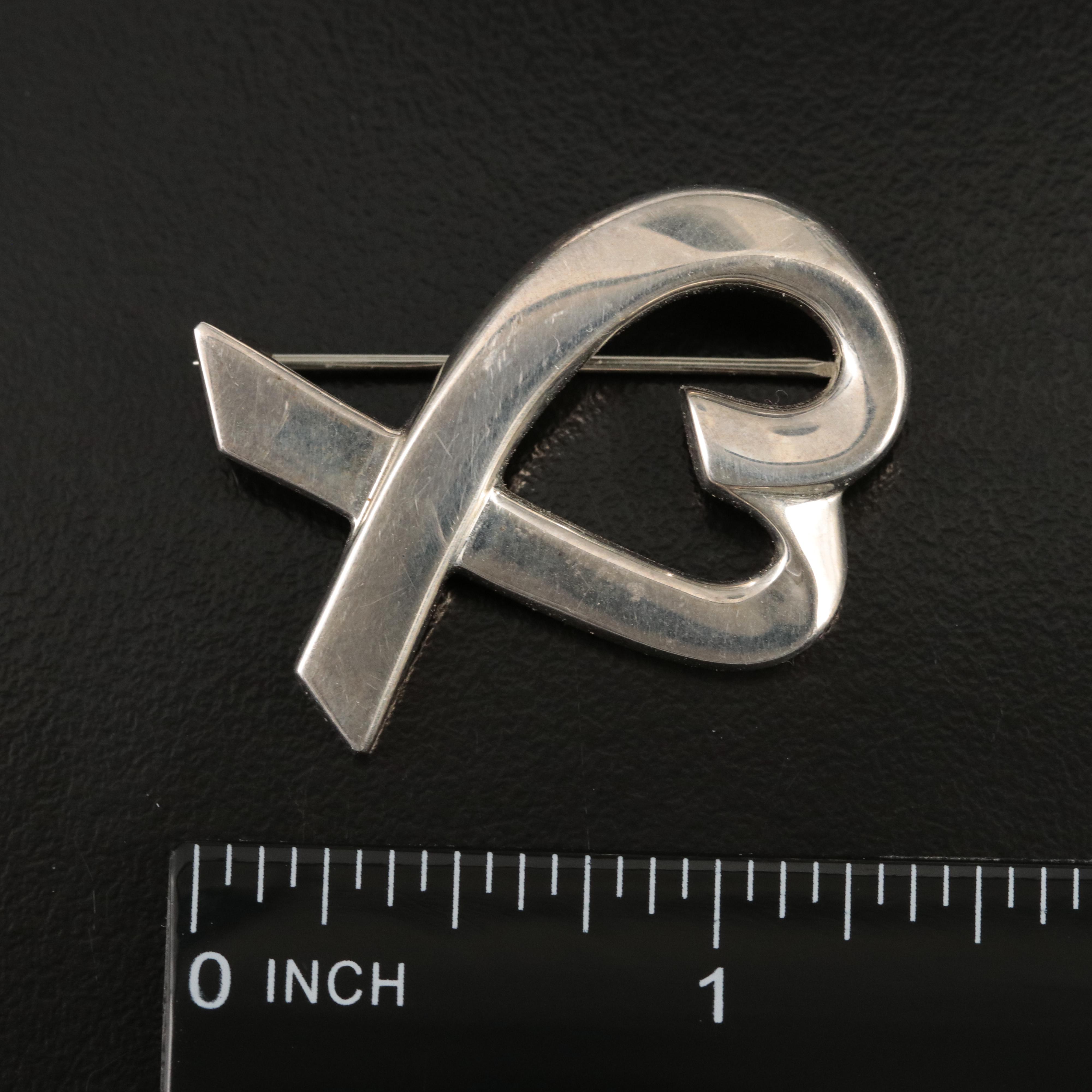 Paloma Picasso for Tiffany & Co. Sterling "Loving Heart" Brooch