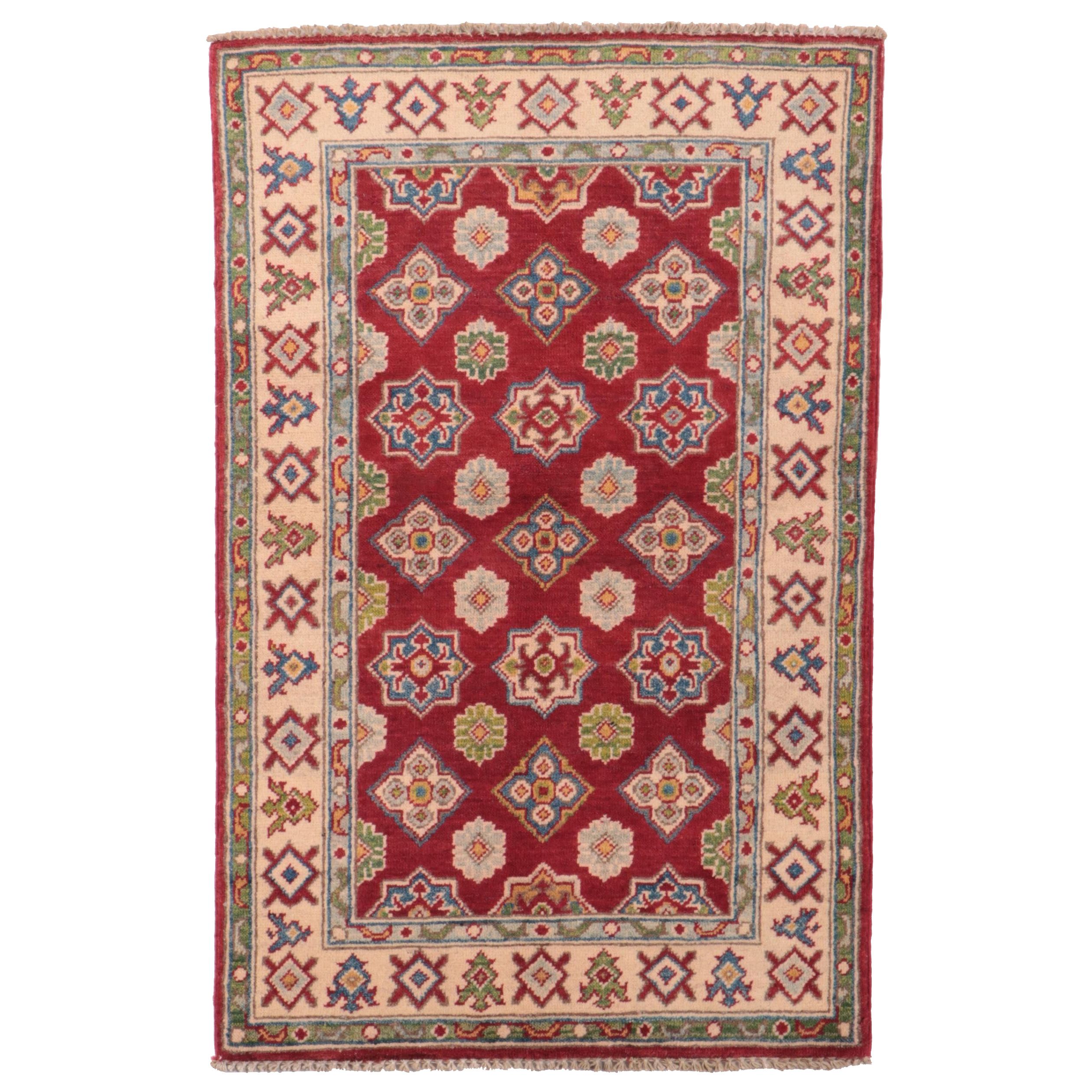 2'8 x 4'2 Hand-Knotted Afghan Kazak Accent Rug