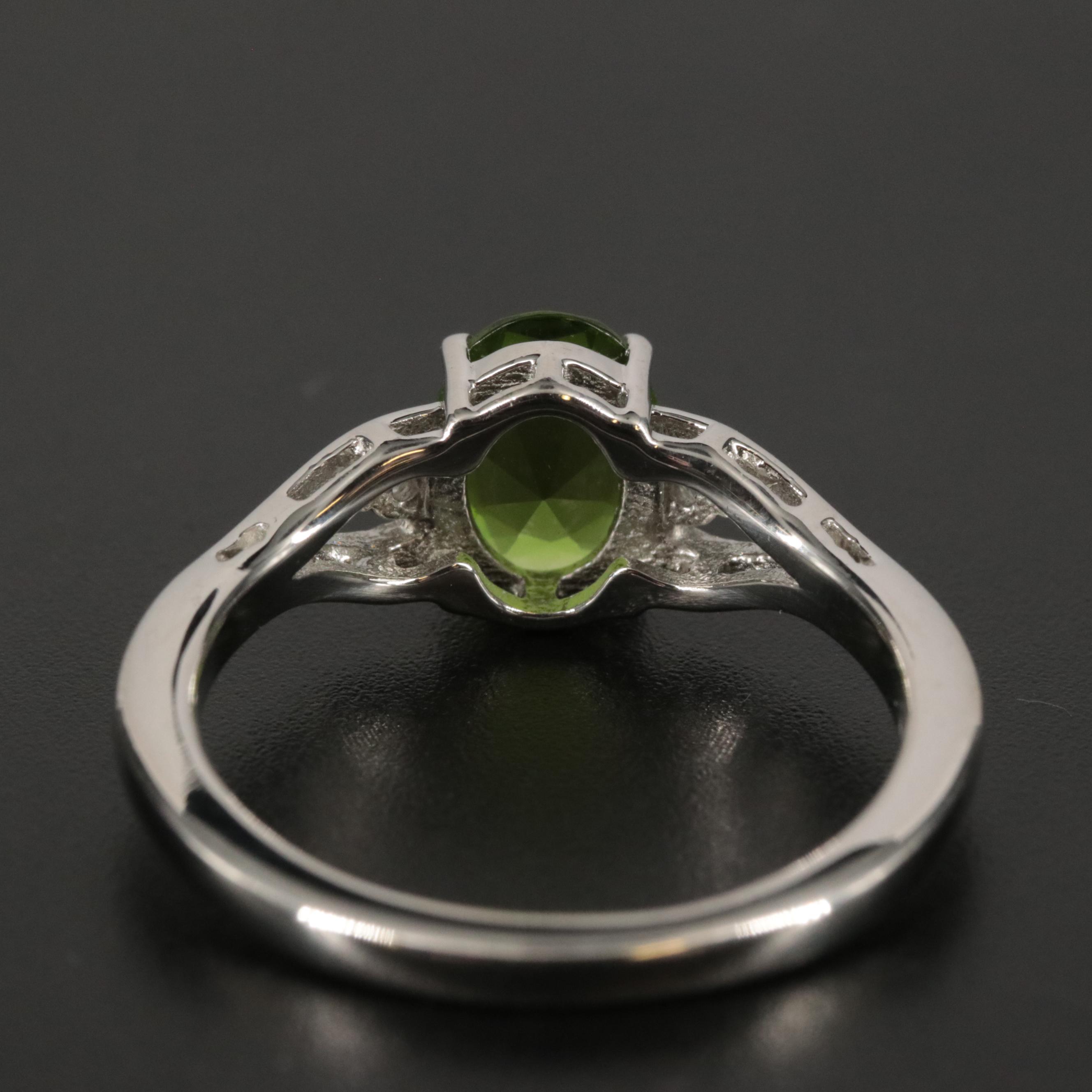 Sterling Peridot and Cubic Zirconia Ring
