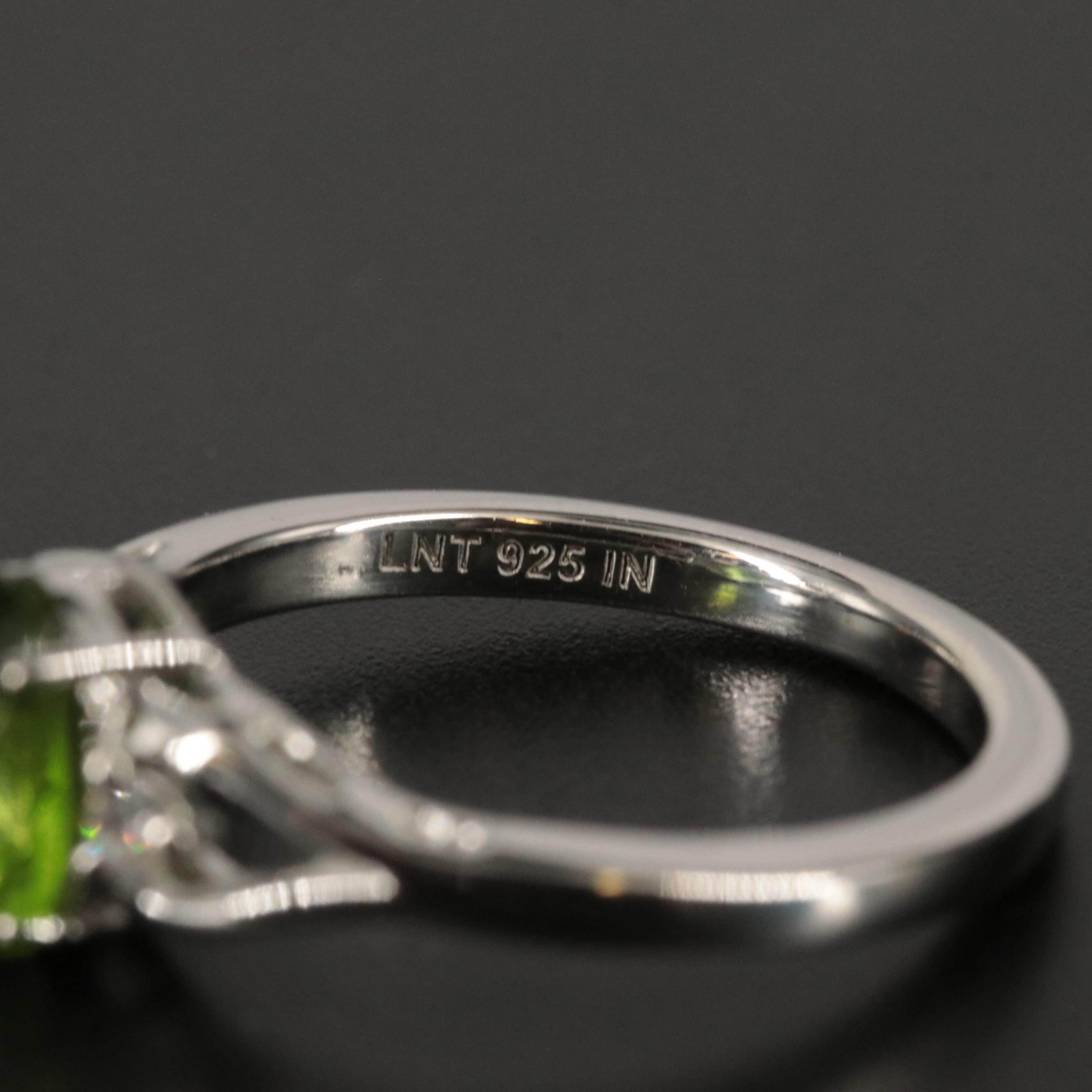 Sterling Peridot and Cubic Zirconia Ring