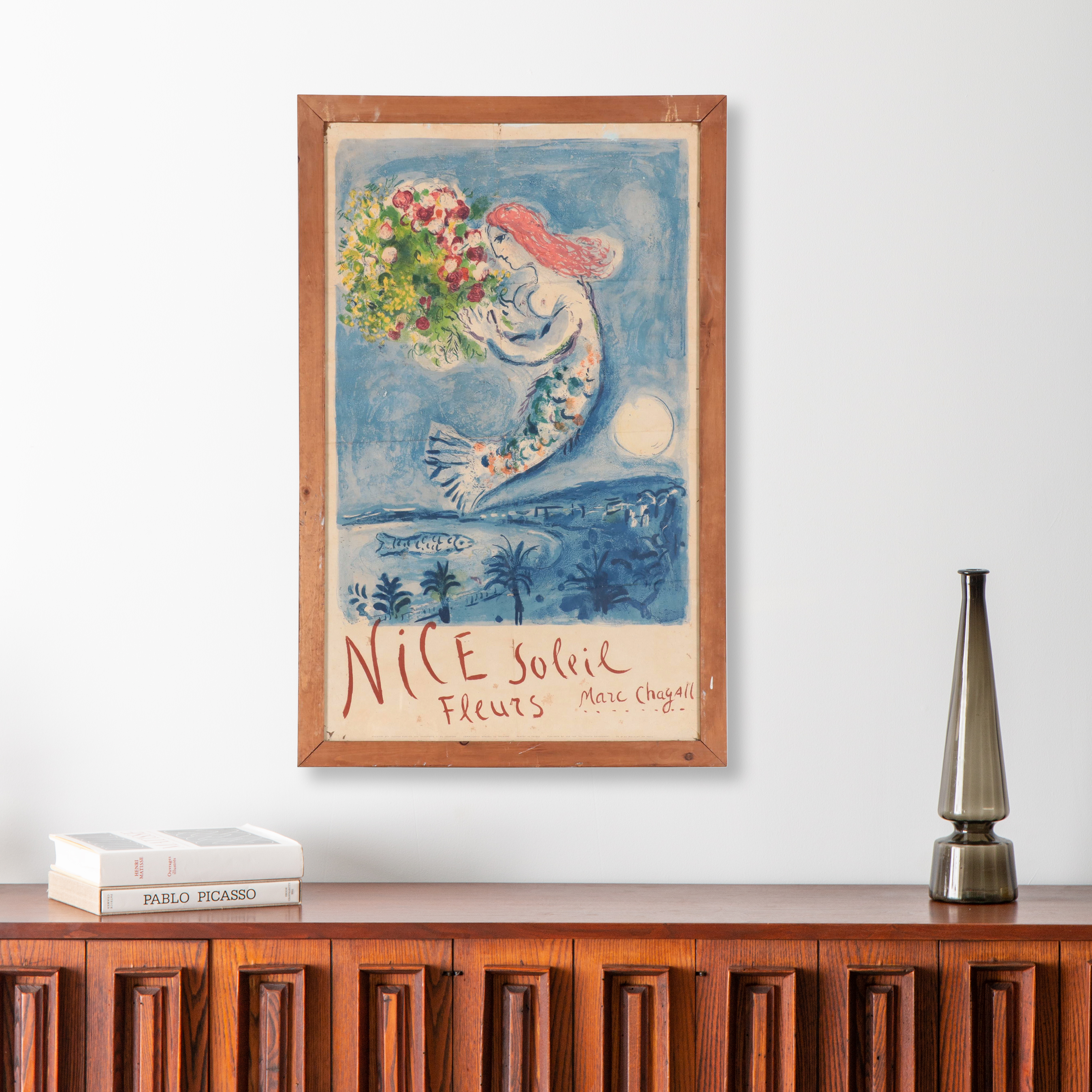 Marc Chagall Lithograph Poster "Nice Soleil Fleurs," 1962