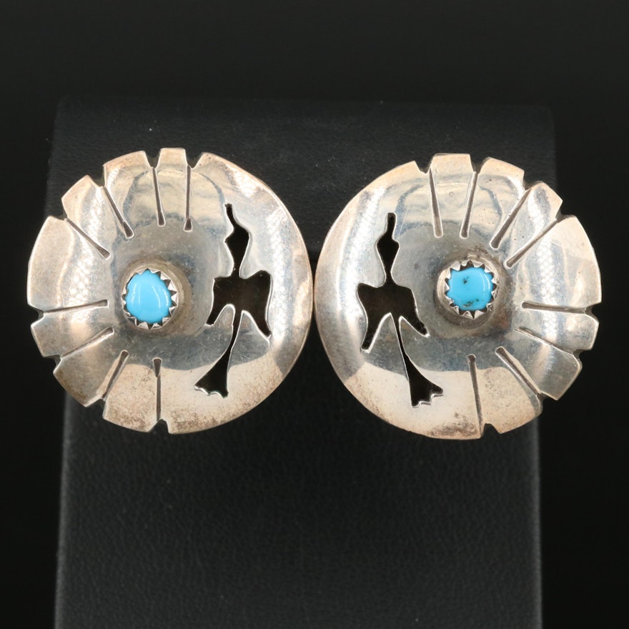 Southwestern Sterling Turquoise Overlay Earrings