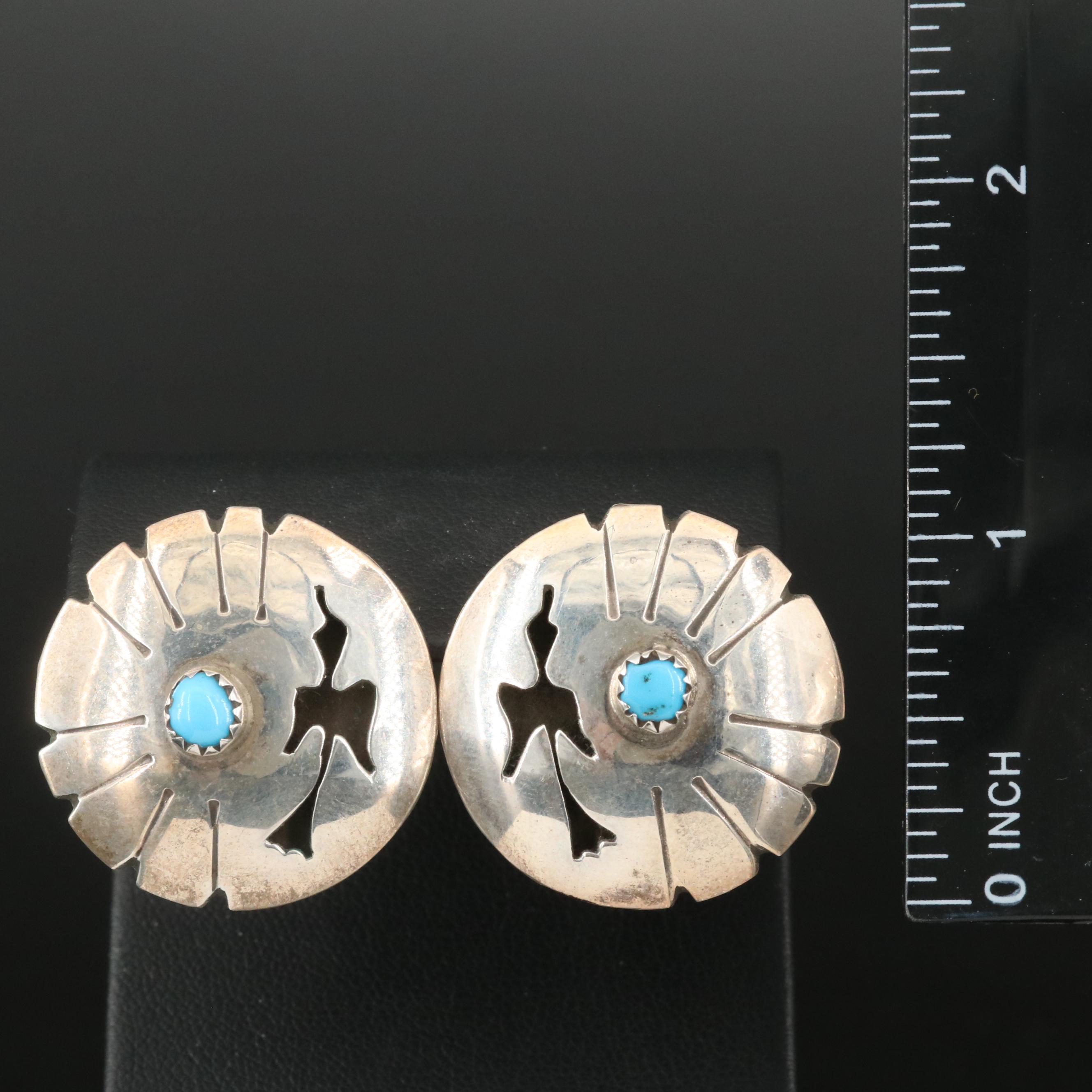 Southwestern Sterling Turquoise Overlay Earrings