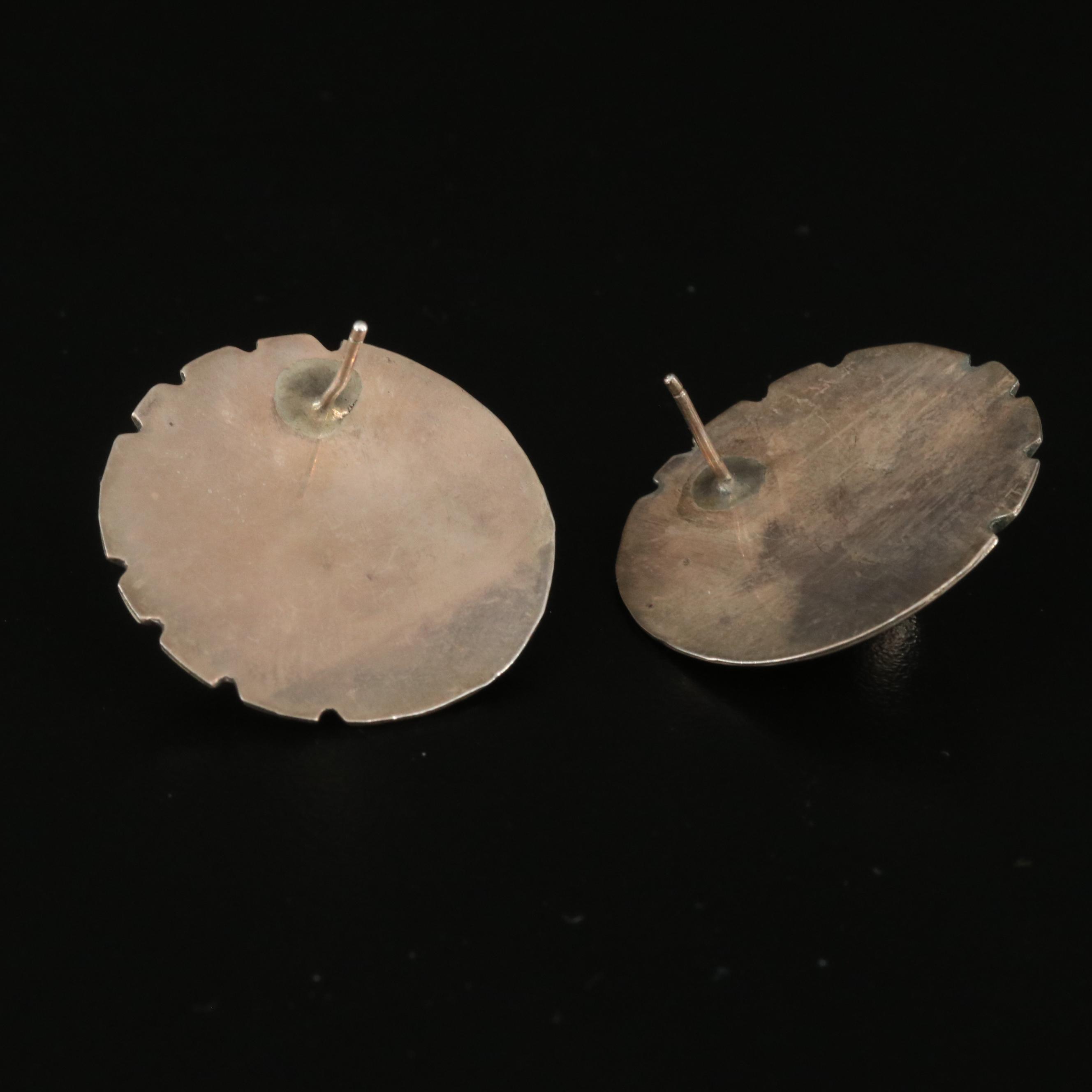 Southwestern Sterling Turquoise Overlay Earrings