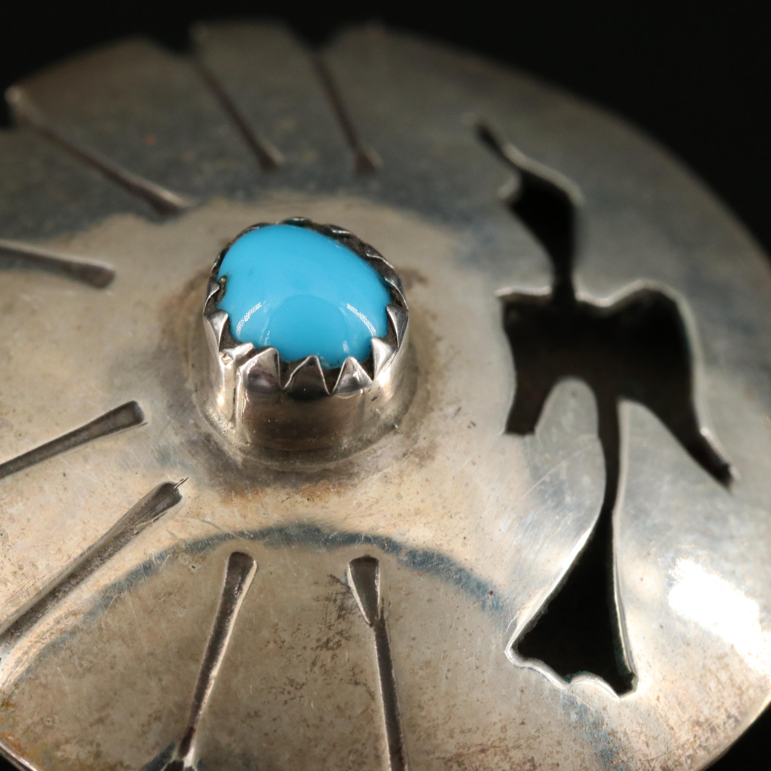 Southwestern Sterling Turquoise Overlay Earrings