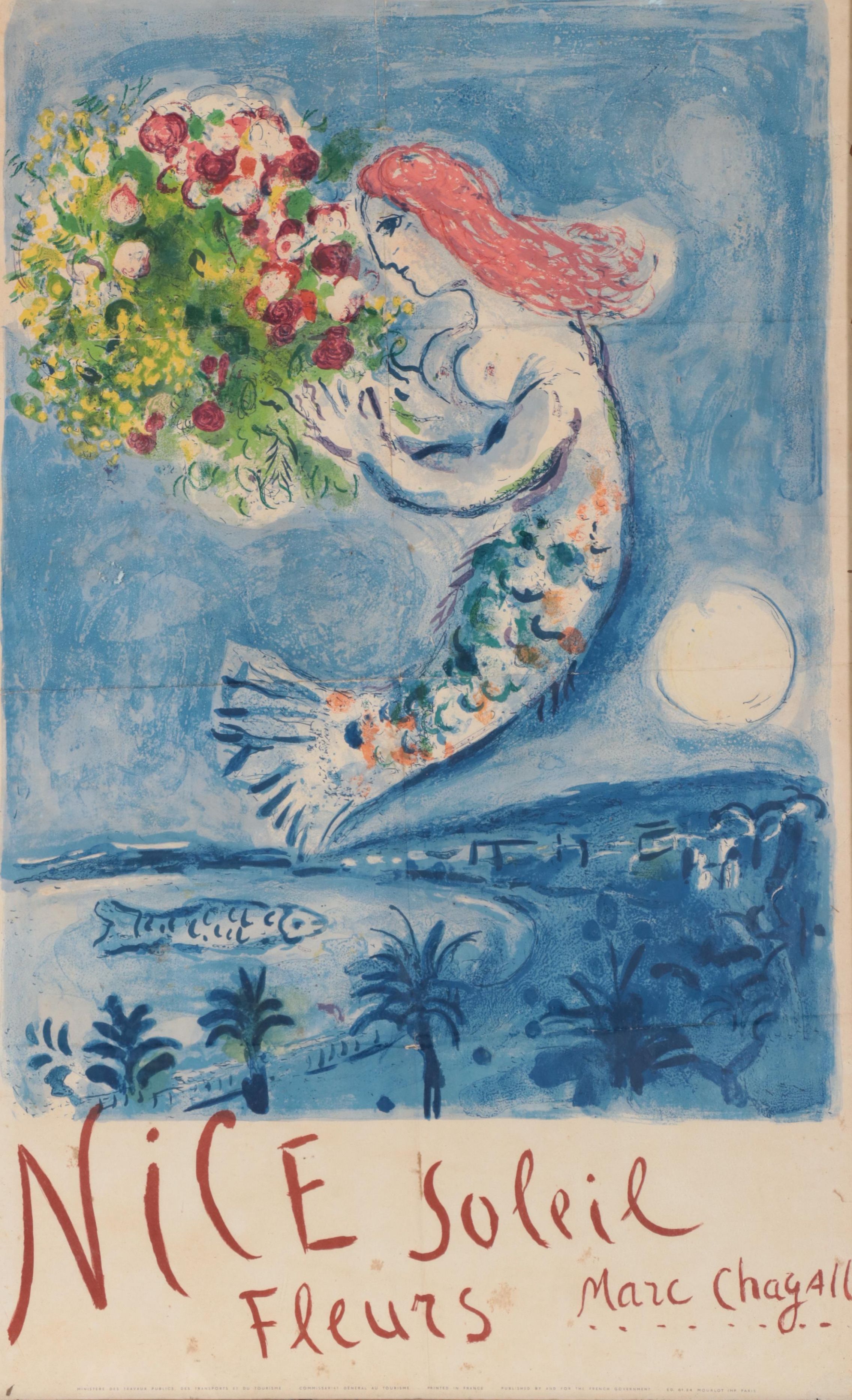 Marc Chagall Lithograph Poster "Nice Soleil Fleurs," 1962