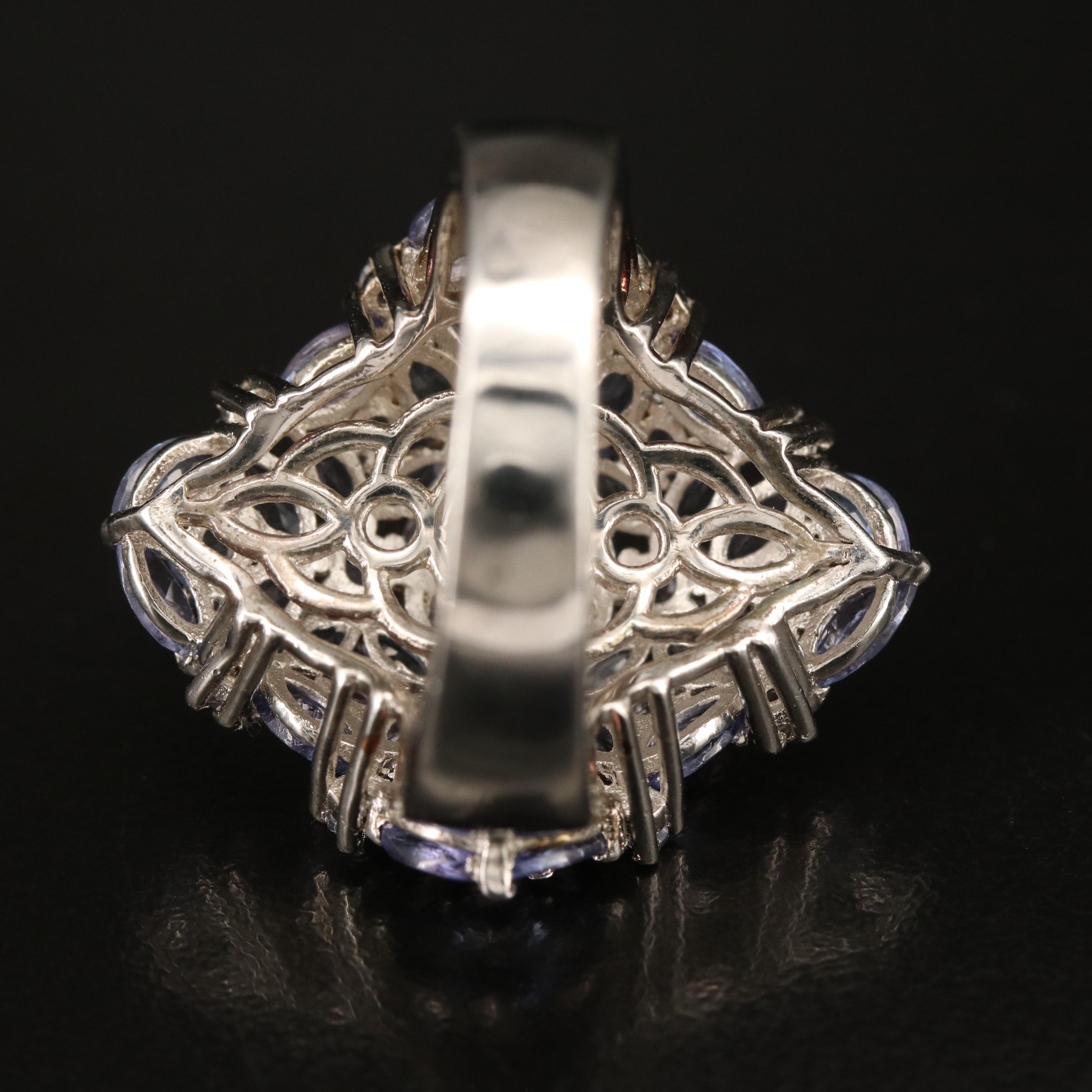Sterling Tanzanite Cluster Ring