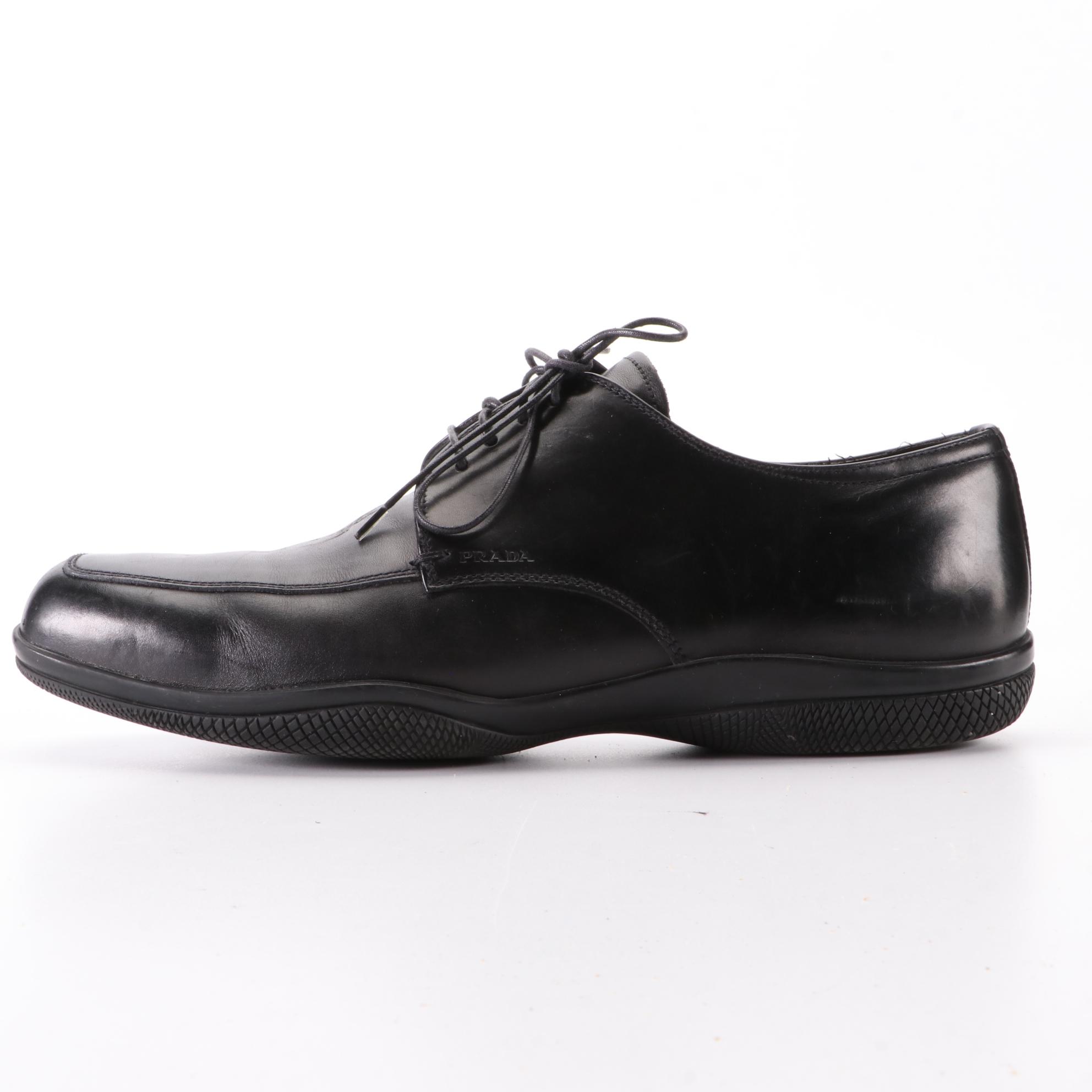 Men's Prada Derby Shoes in Black Leather