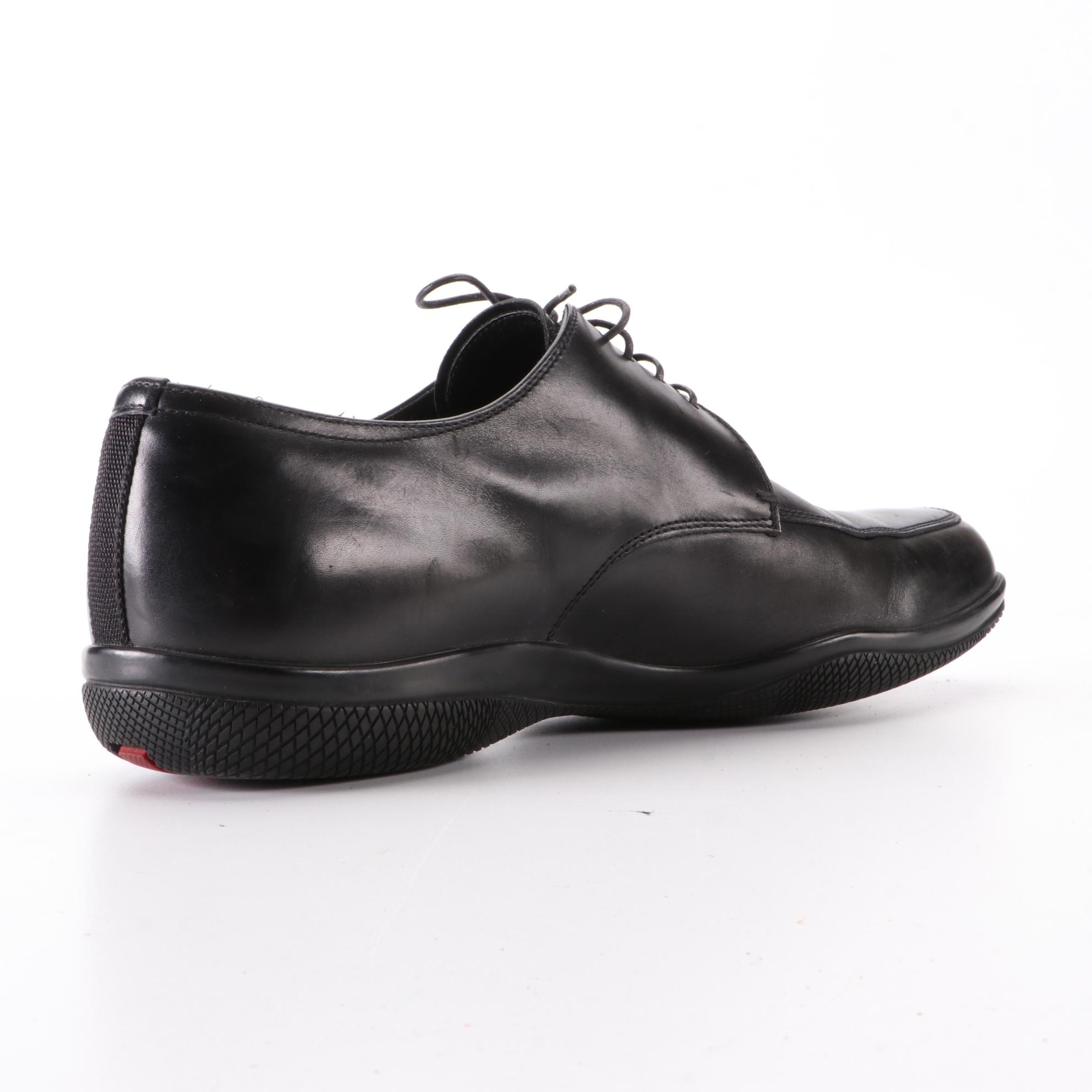 Men's Prada Derby Shoes in Black Leather