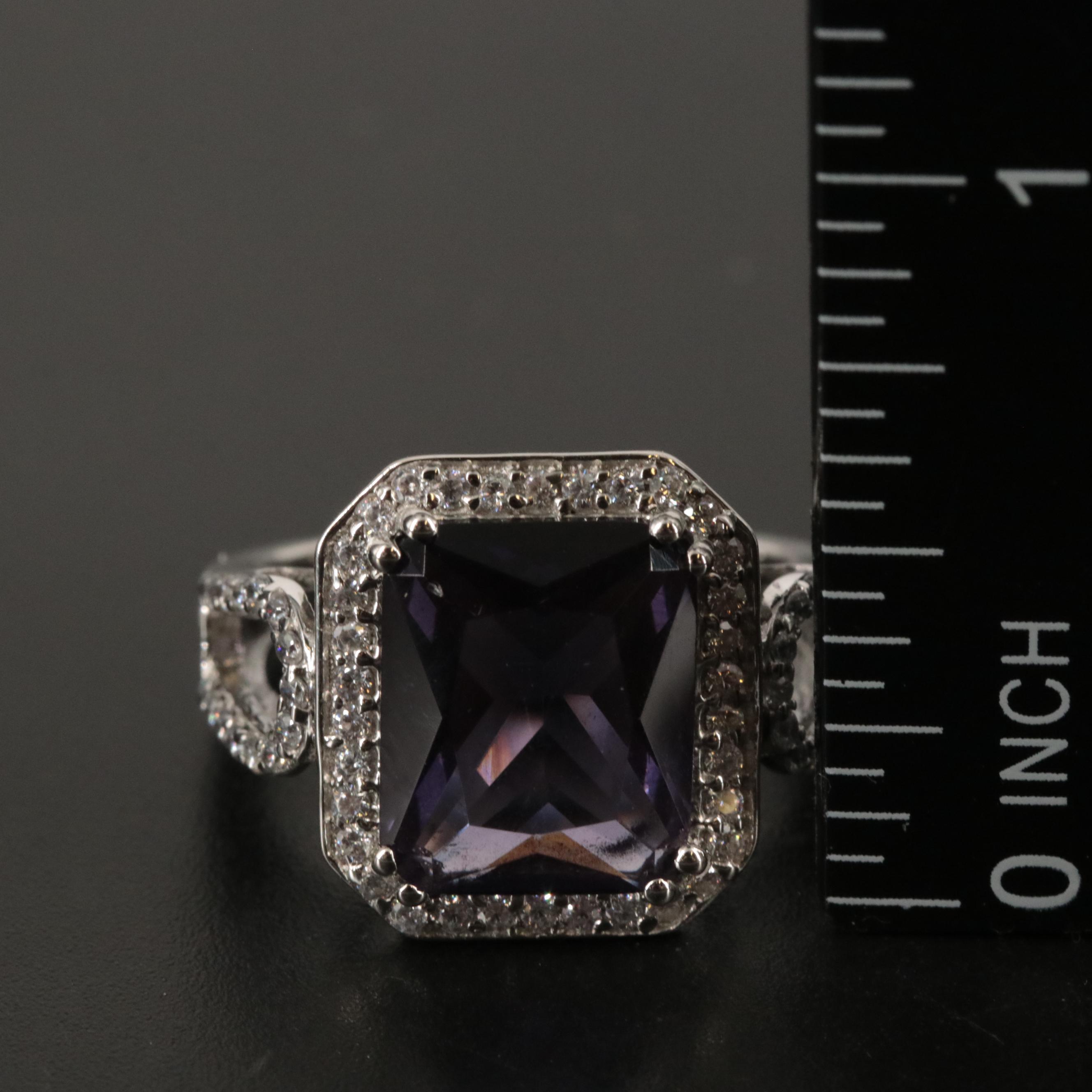 Sterling Amethyst and Cubic Zirconia Ring