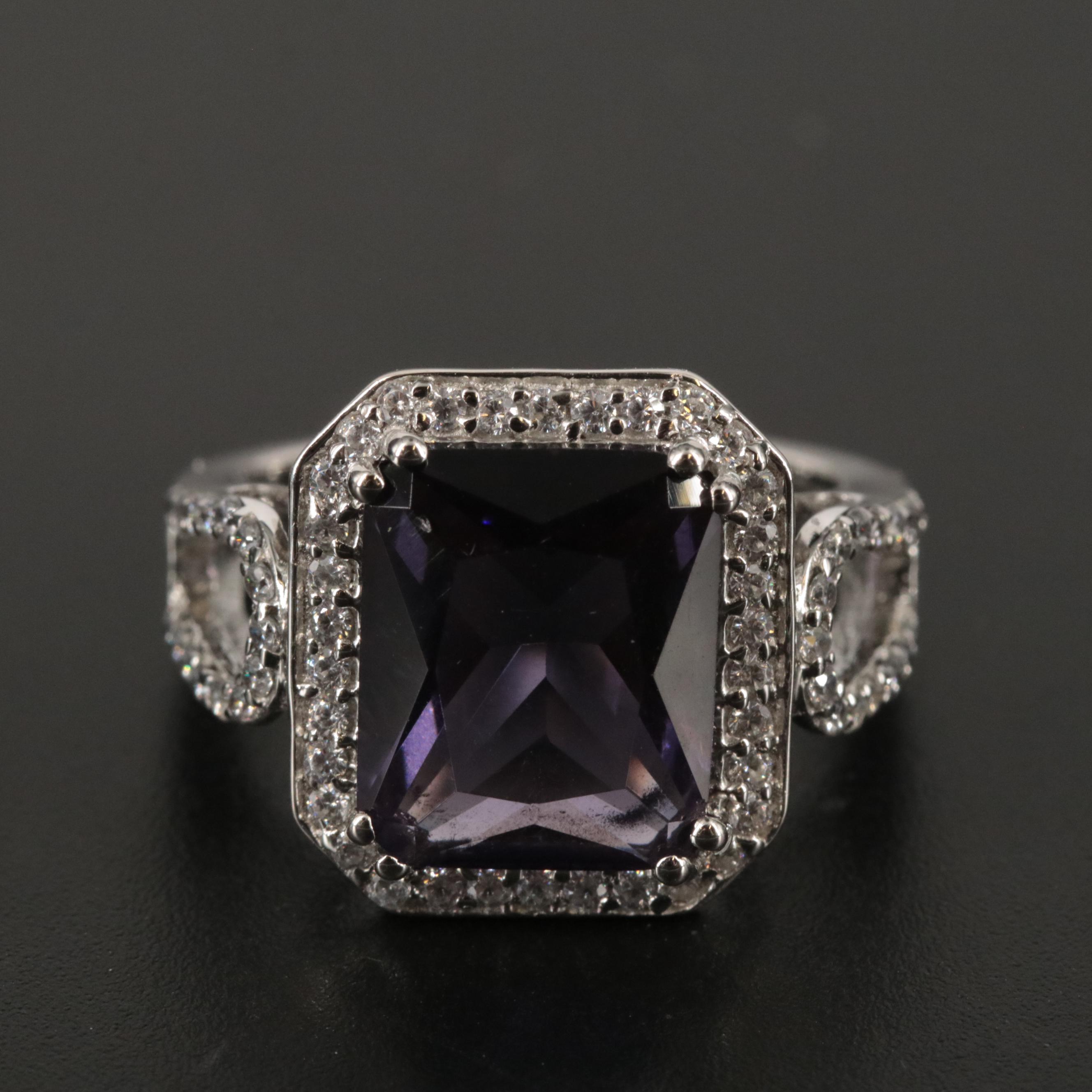 Sterling Amethyst and Cubic Zirconia Ring