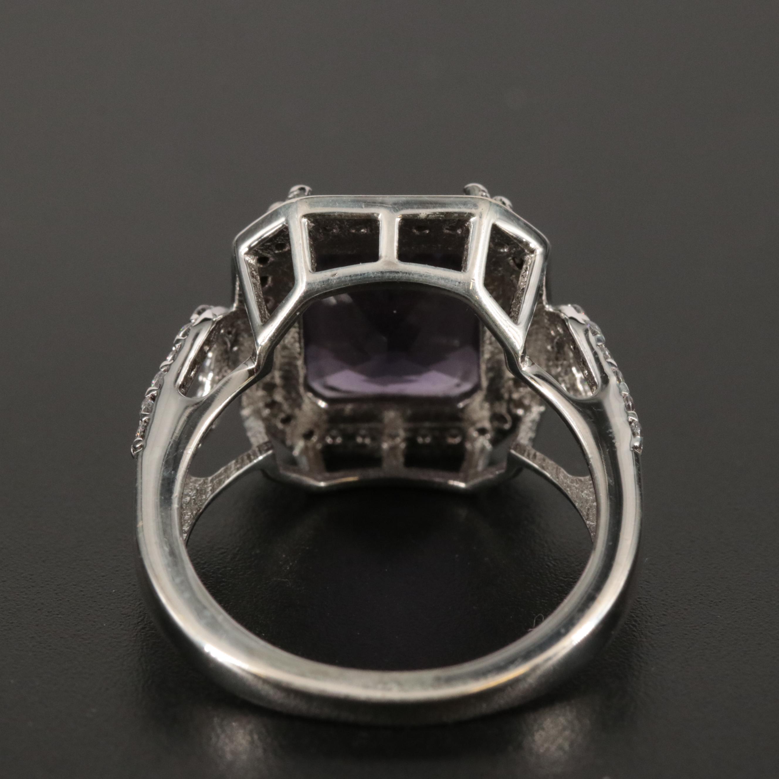 Sterling Amethyst and Cubic Zirconia Ring