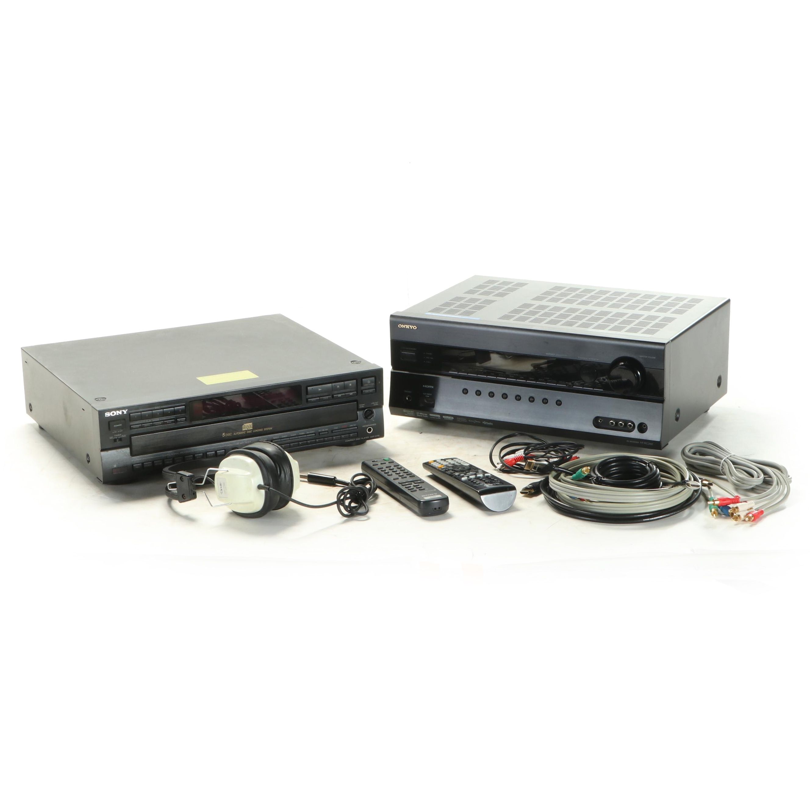 Sony CD Player with Onkyo AV Receiver and Accessories