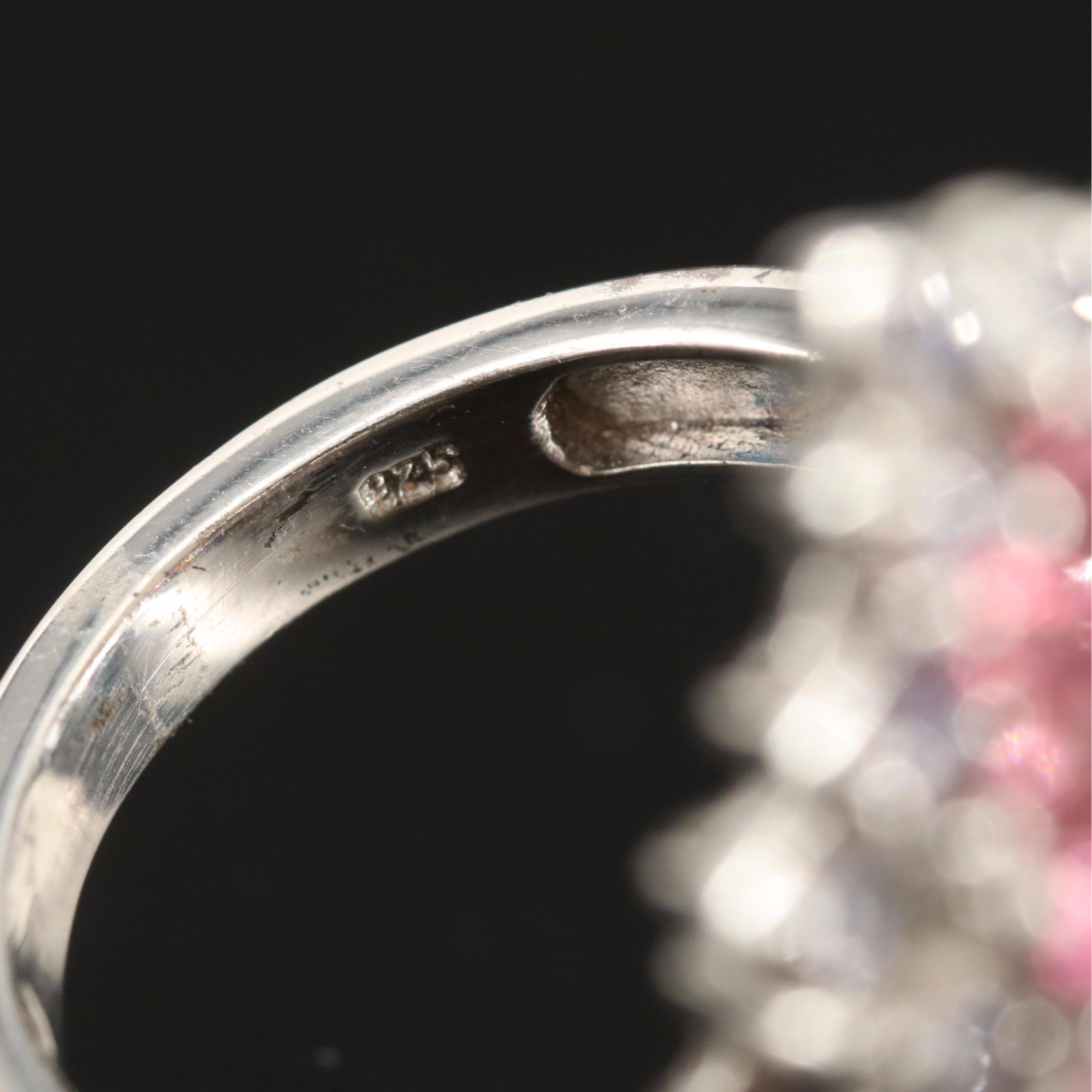 Sterling Tourmaline and Tanzanite Cluster Ring