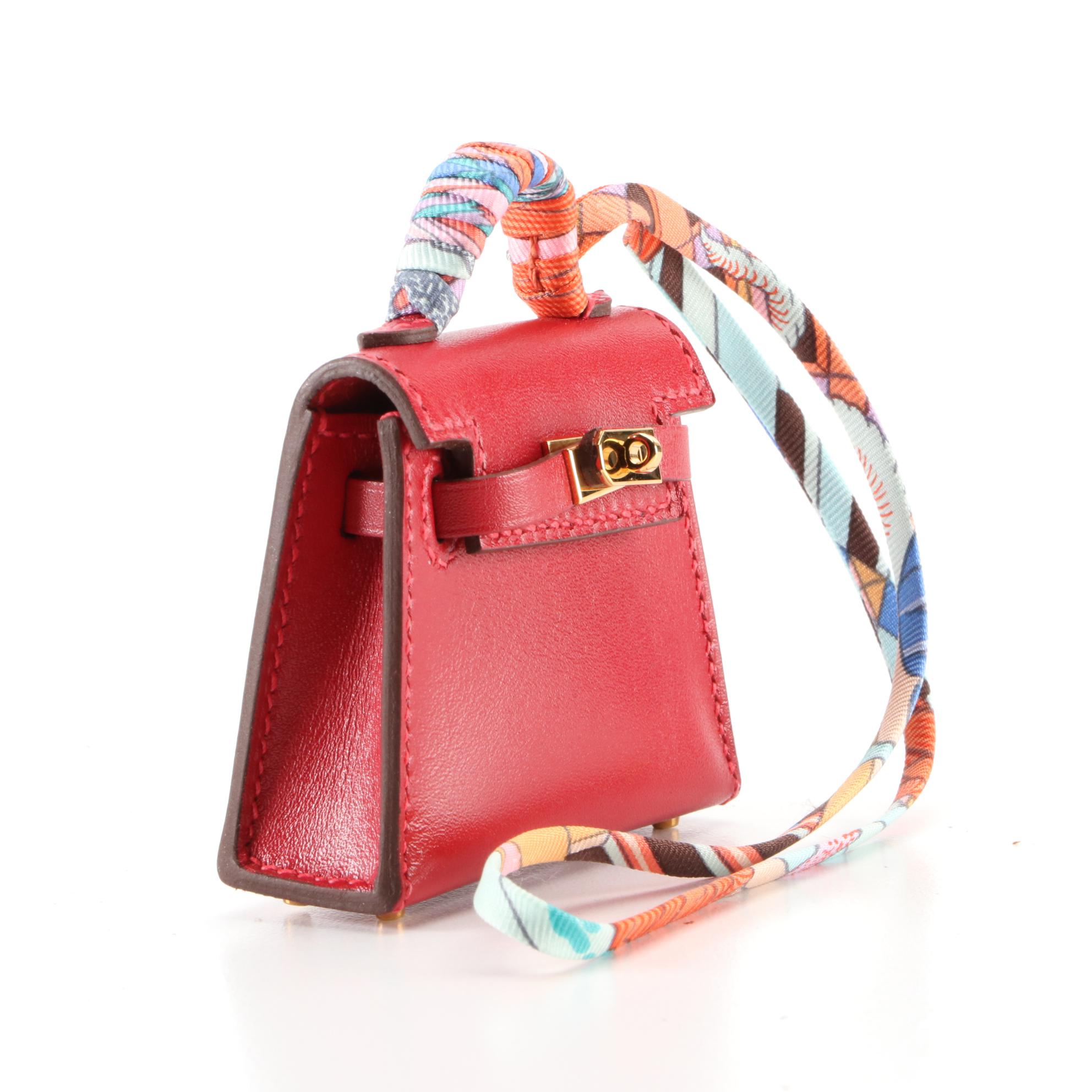 Hermès Kelly Twilly Bag Charm in Tadelakt Leather with Box