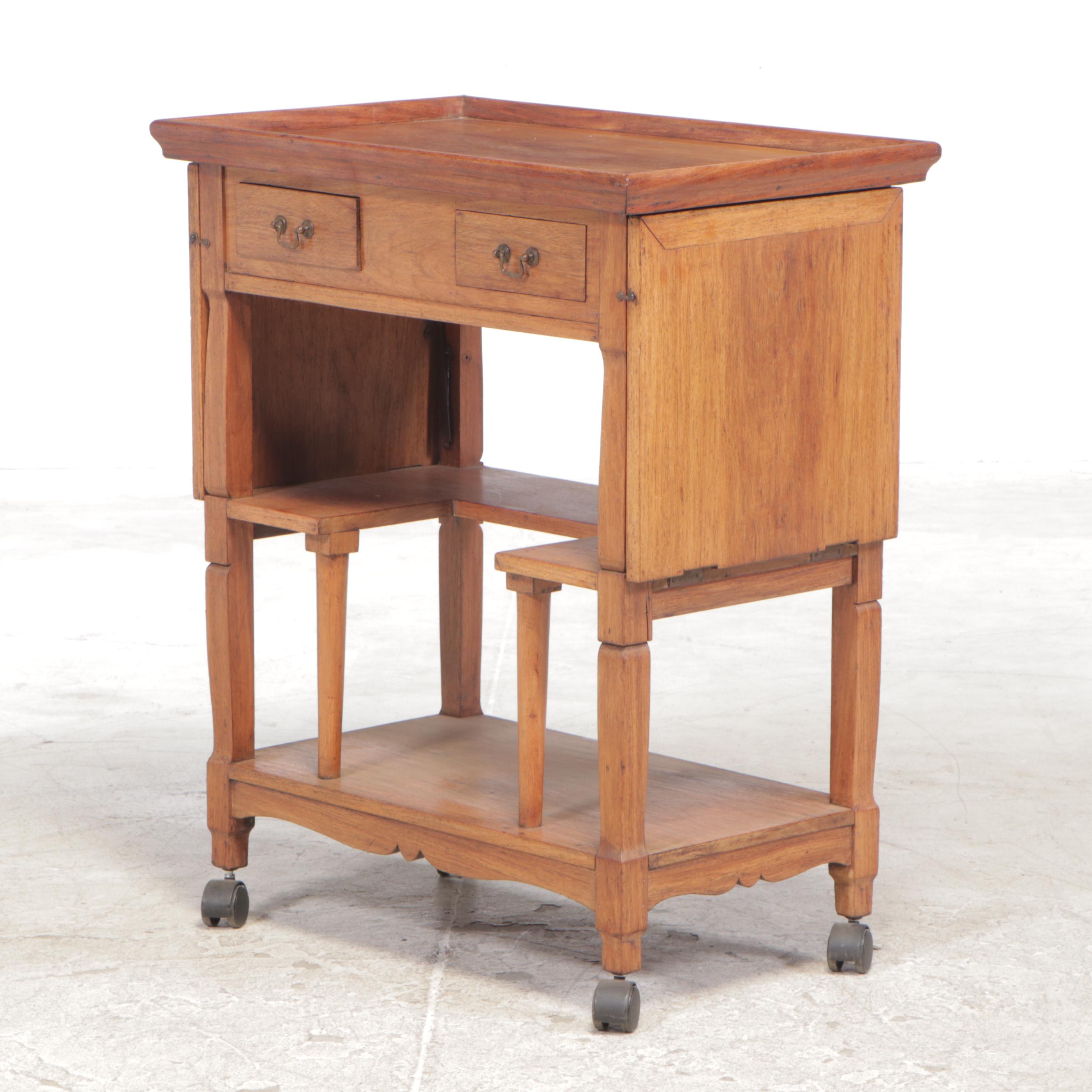 Filipino Golden Narra Wood Trolley Cart, 1950s