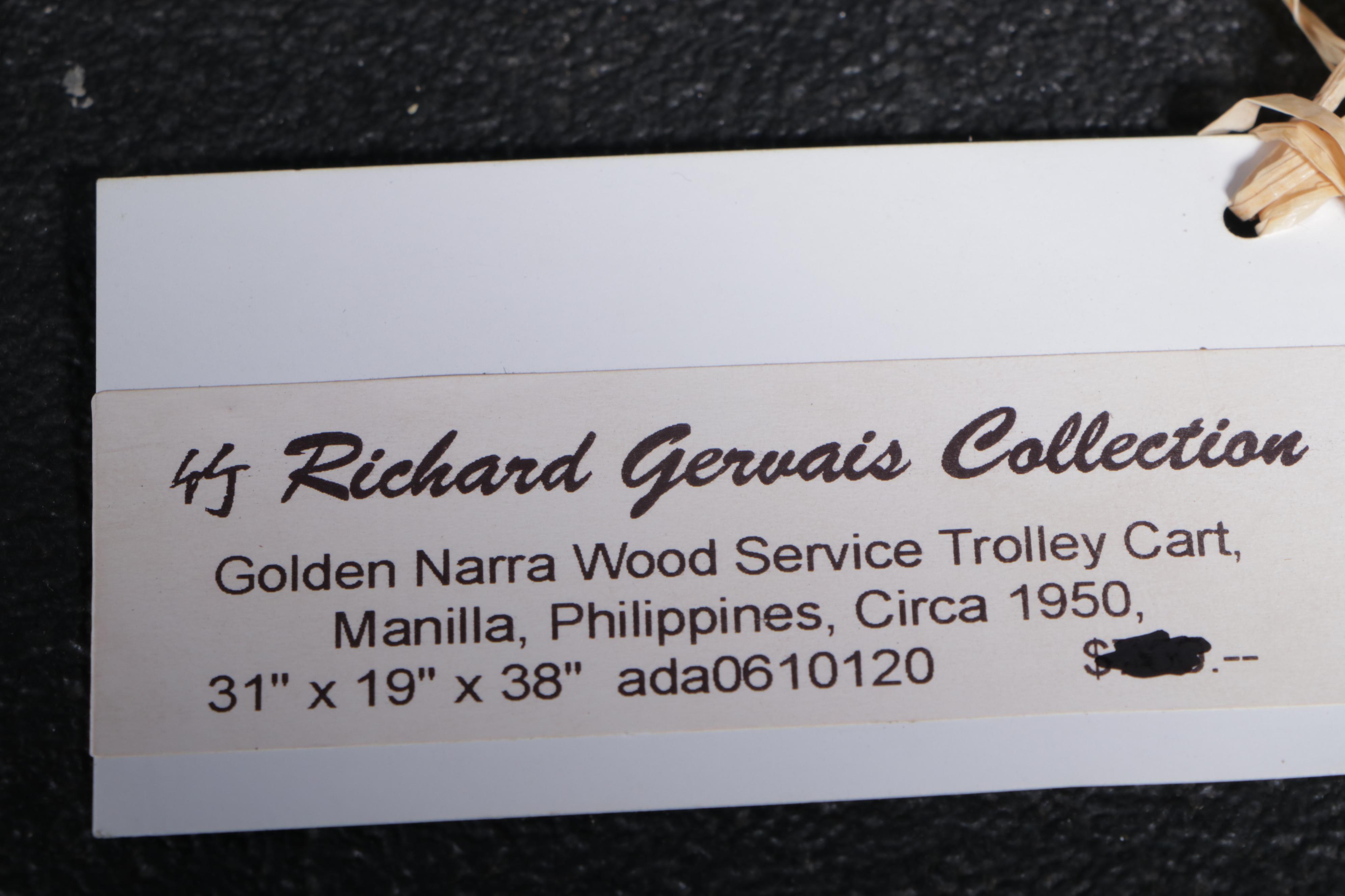 Filipino Golden Narra Wood Trolley Cart, 1950s