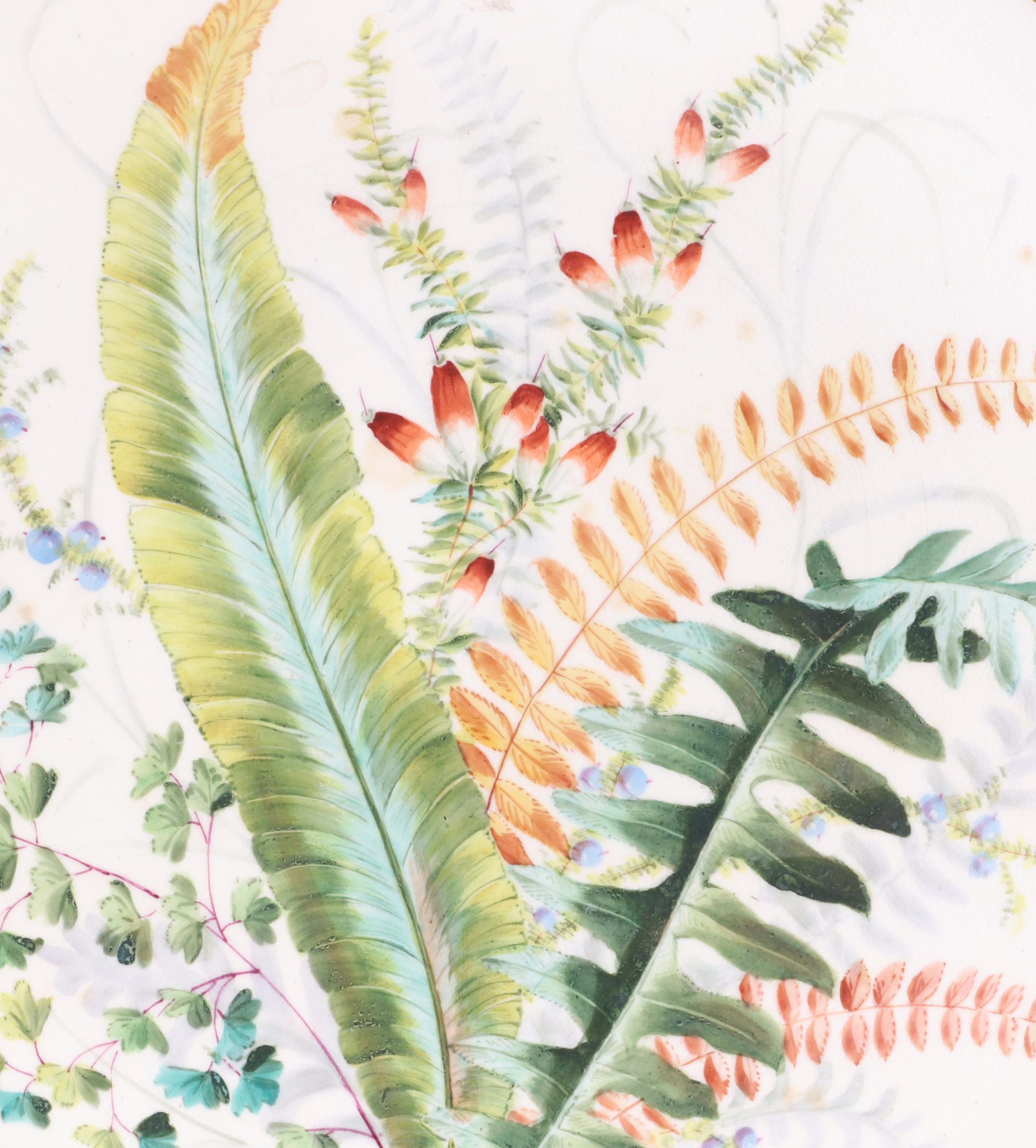 European Porcelain Hand-Painted Botanical Pattern Tazzas, 19th C.entury