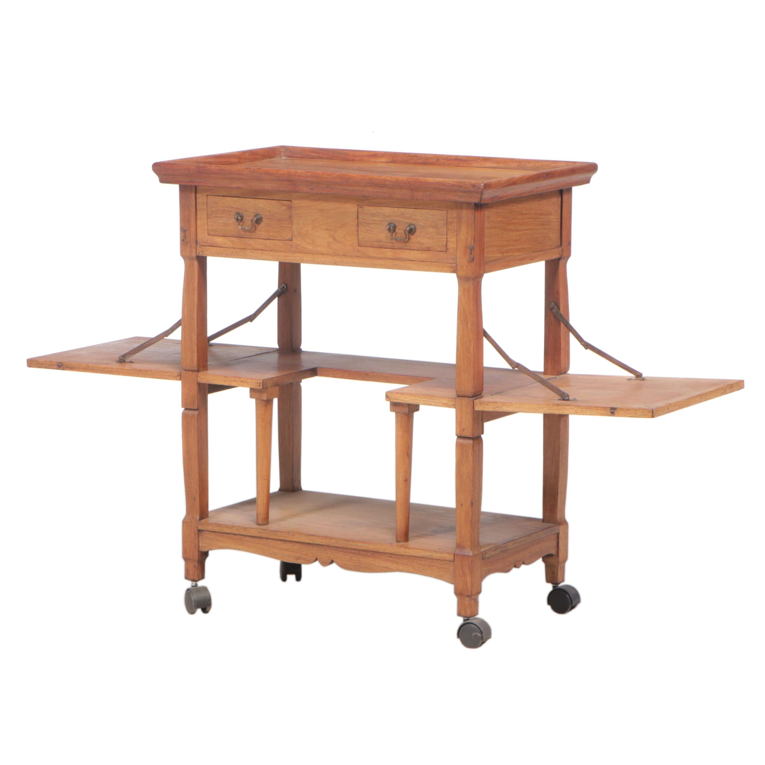 Filipino Golden Narra Wood Trolley Cart, 1950s