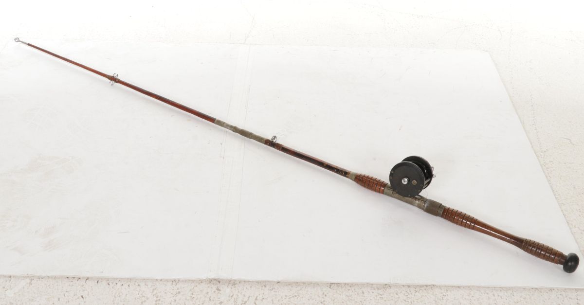 Penn Delmar No. 285 Fishing Reel With Lures and Handcrafted Model Sailboat