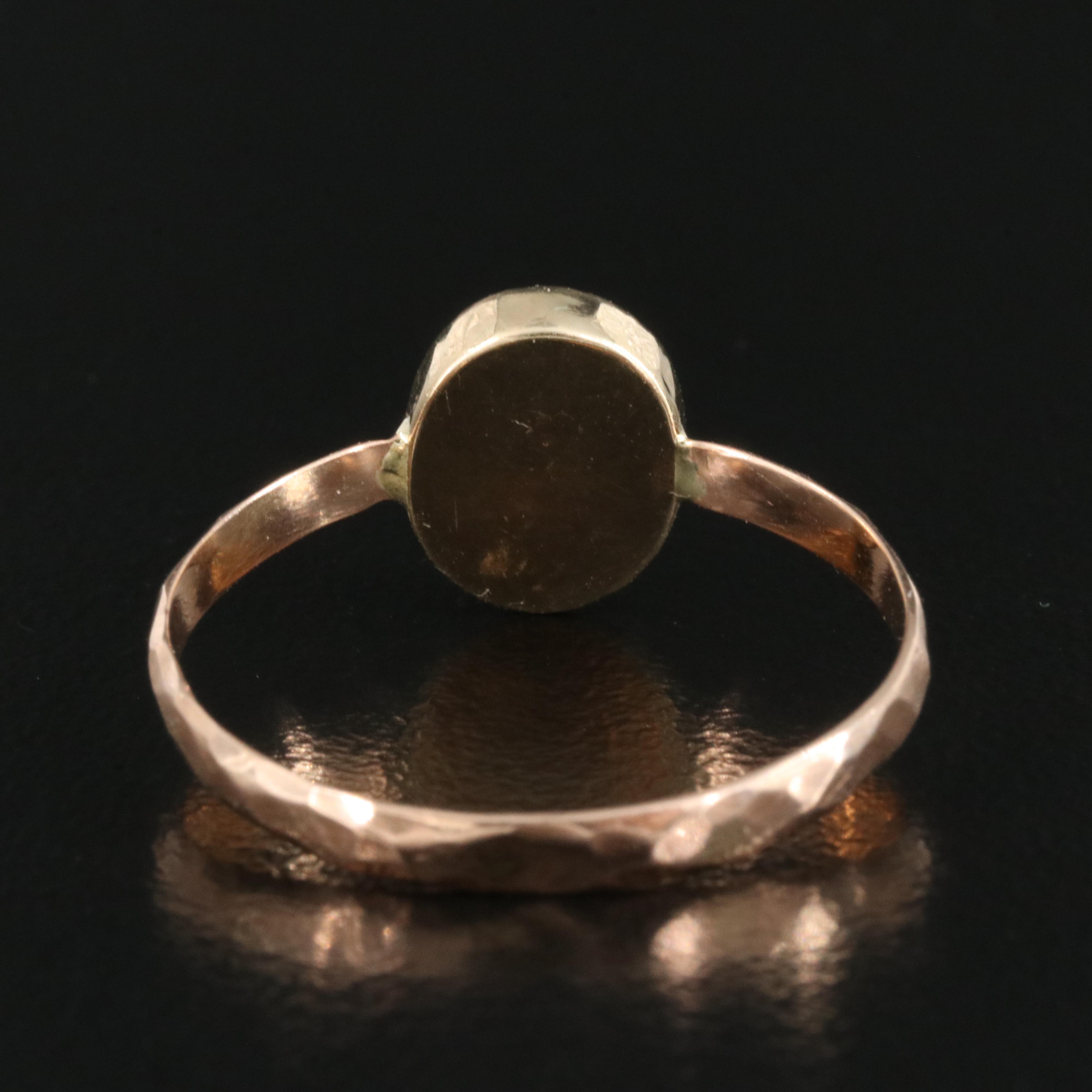 14K Rose Gold Opal Ring with Hammered Finish