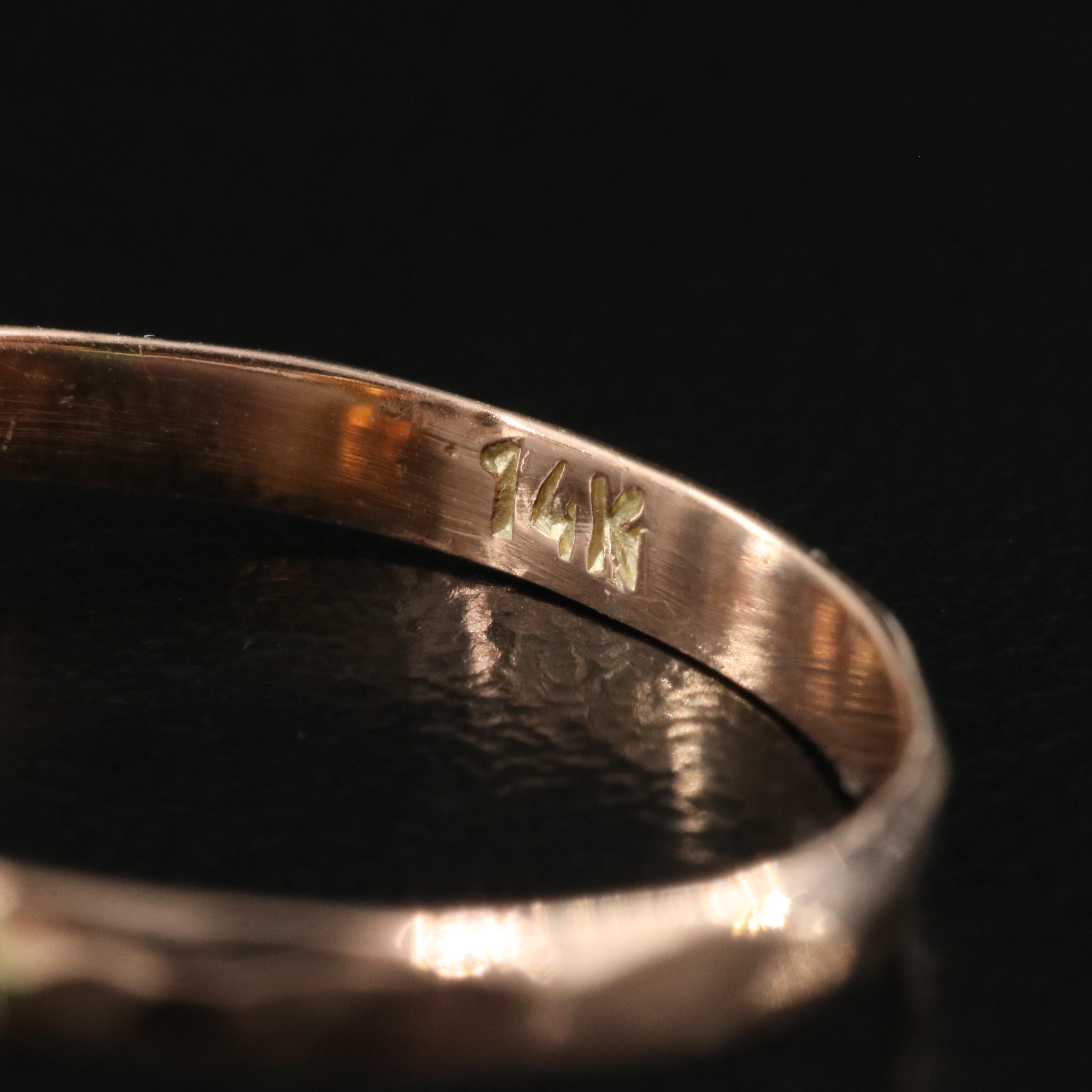 14K Rose Gold Opal Ring with Hammered Finish