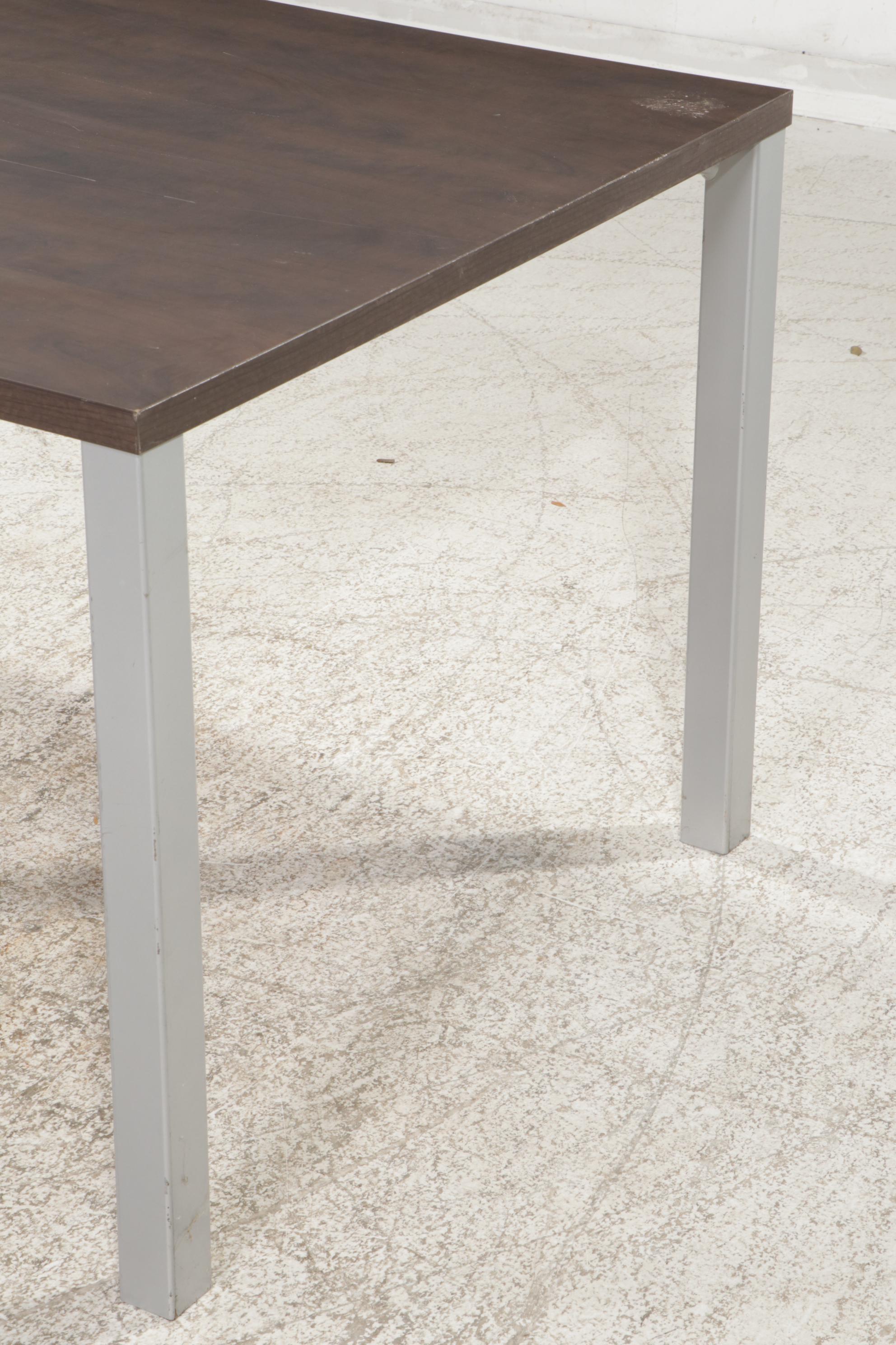 Steelcase Modernist Style Walnut-Grained Laminate and Metal Writing Desk