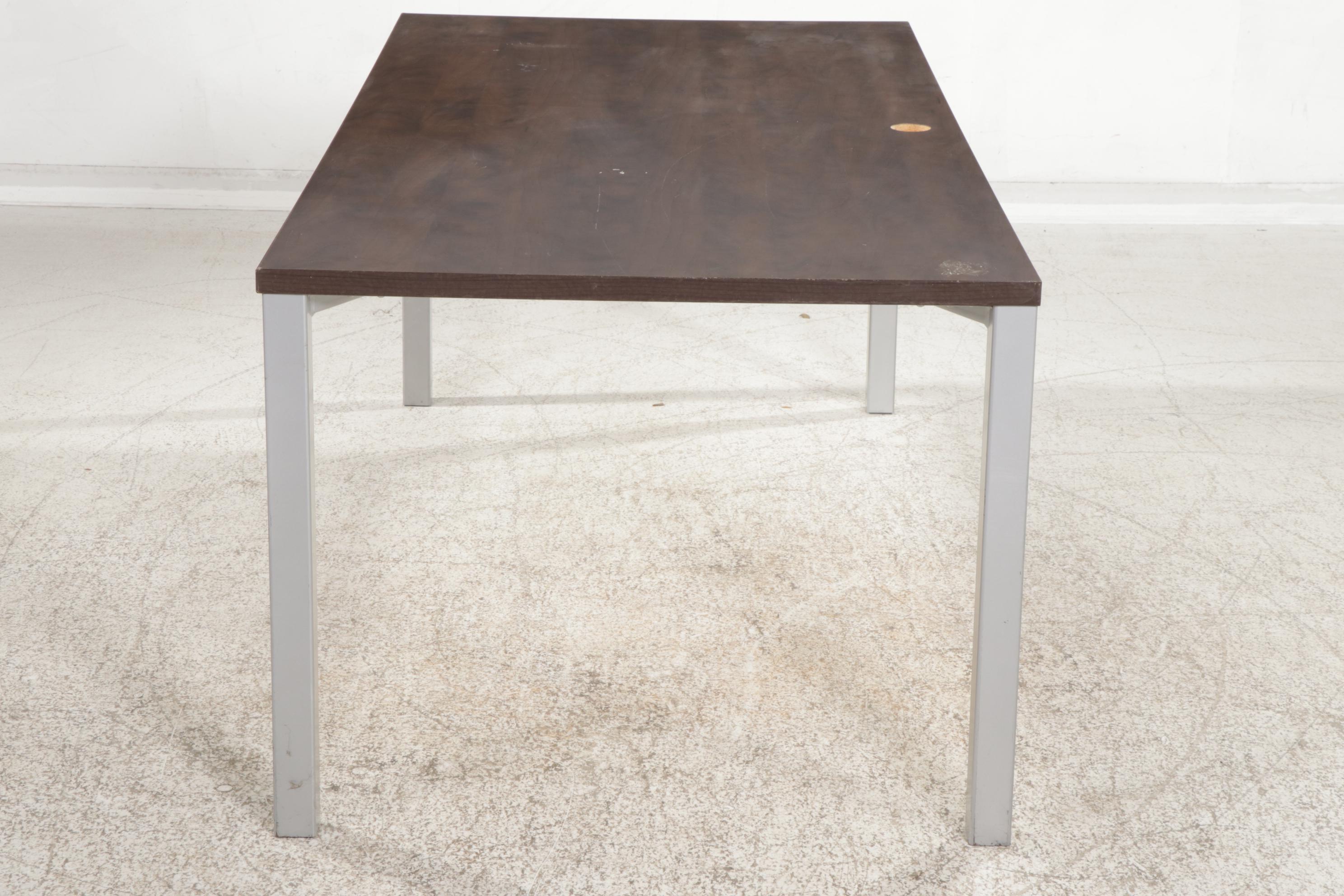 Steelcase Modernist Style Walnut-Grained Laminate and Metal Writing Desk