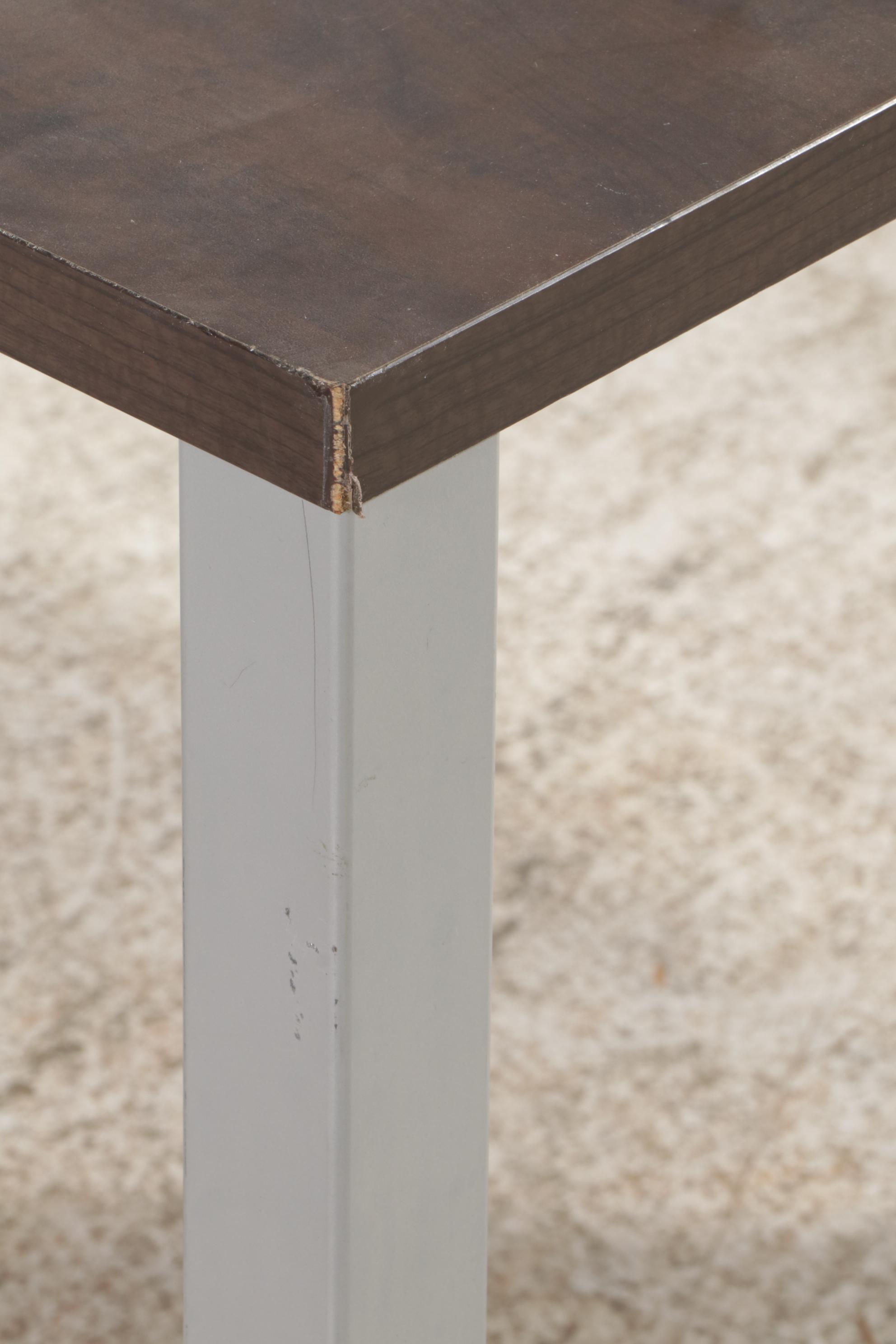 Steelcase Modernist Style Walnut-Grained Laminate and Metal Writing Desk