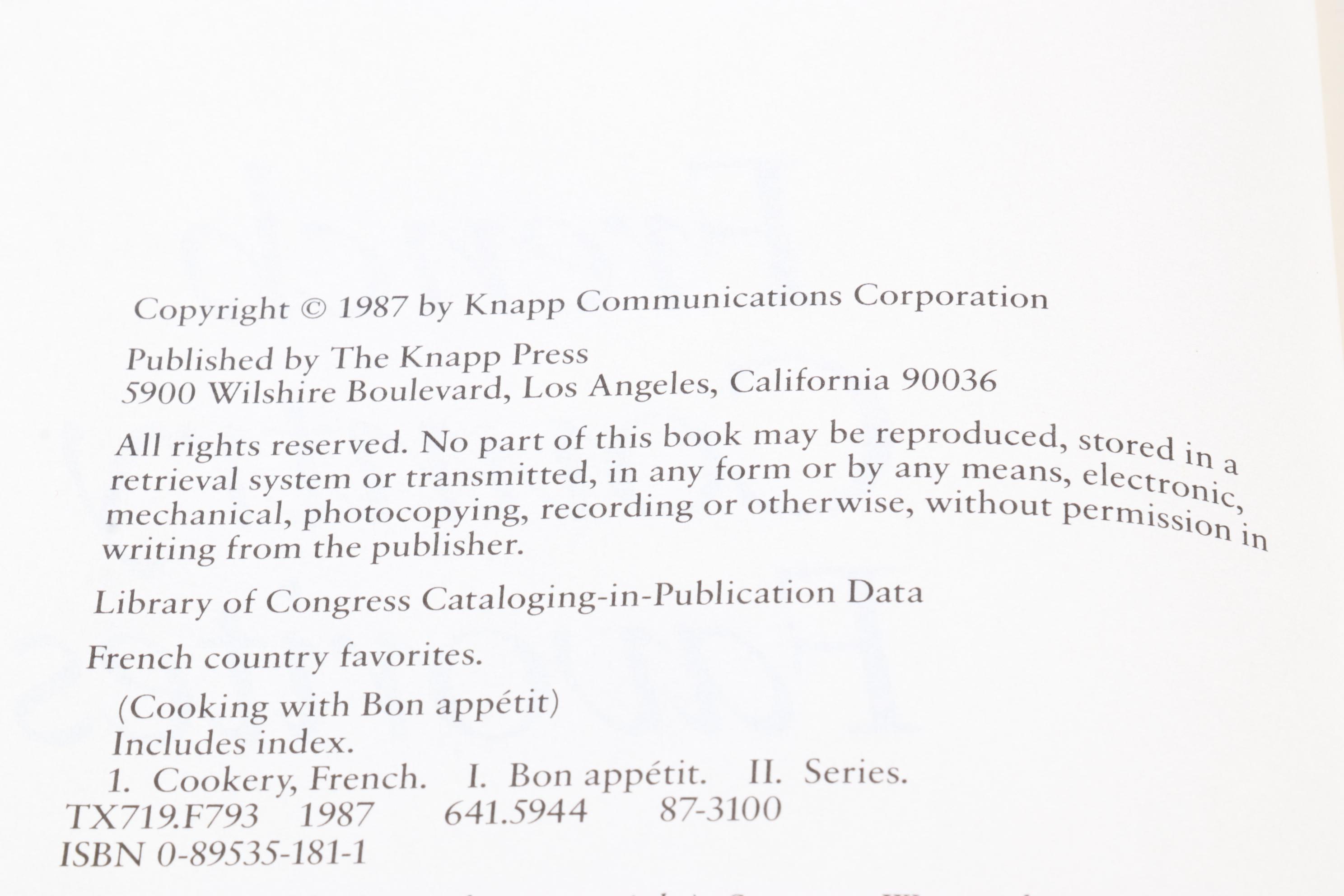 "Cooking with Bon Appétit" and Other Cookbooks, Mid to Late 20th Century