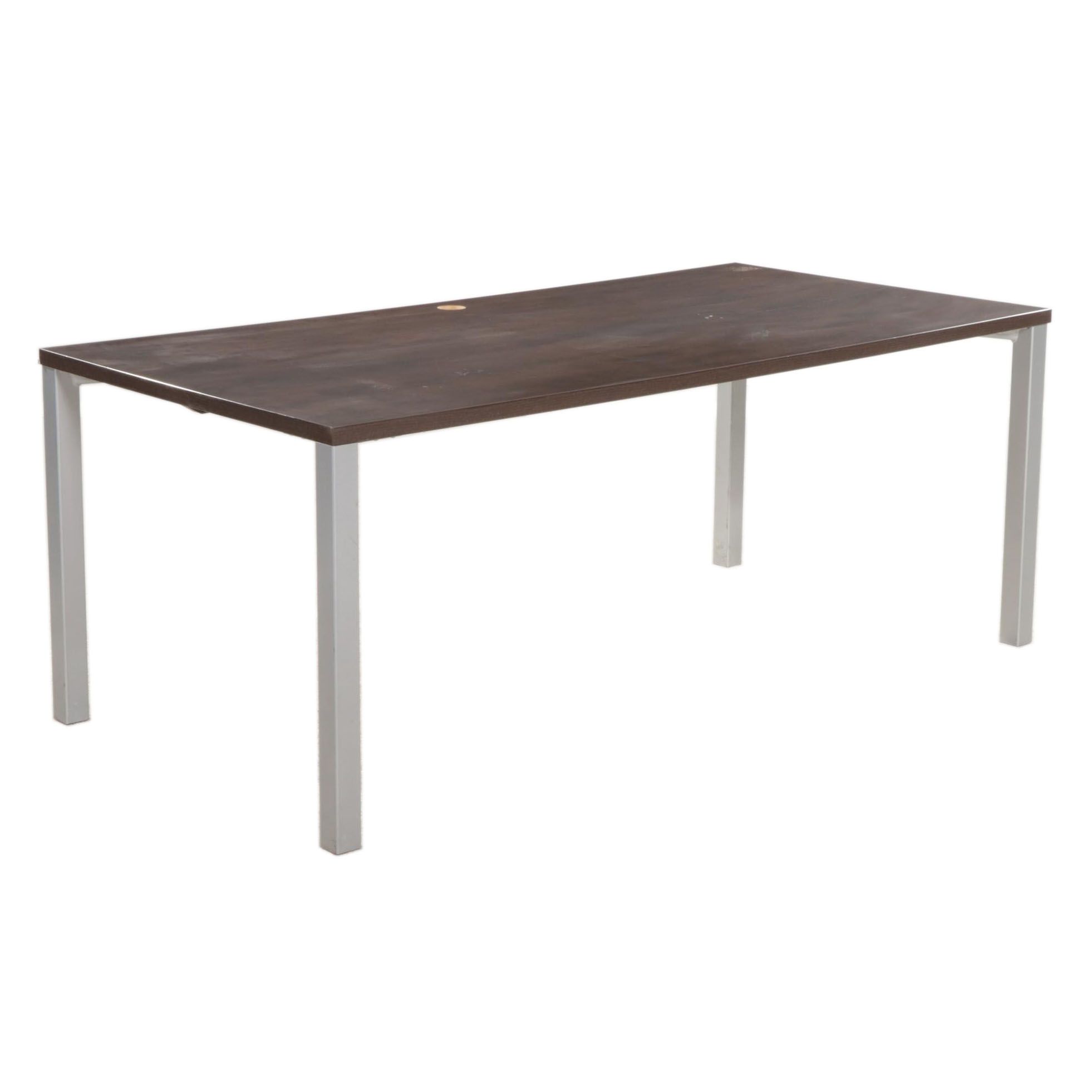 Steelcase Modernist Style Walnut-Grained Laminate and Metal Writing Desk
