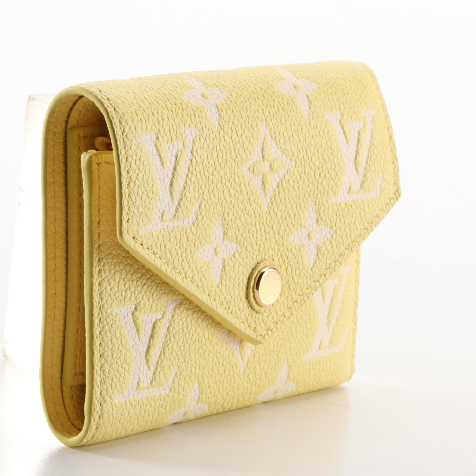 Louis Vuitton Victorine Wallet in Lemon Curd Monogram Empreinte Leather w/Box