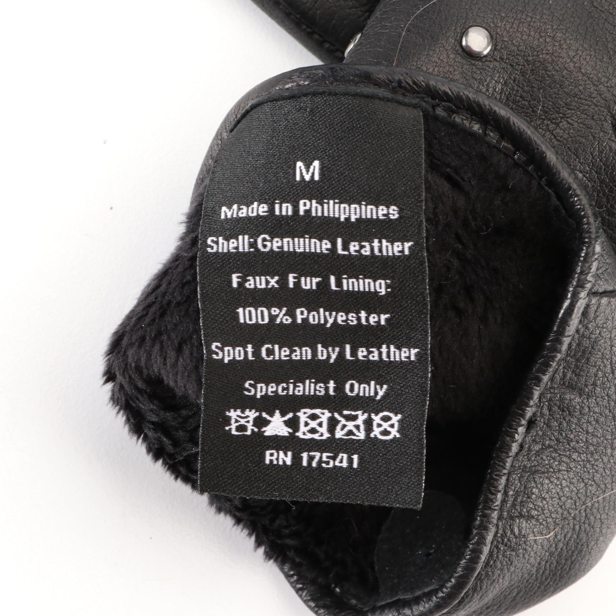 Aqua Stud Gloves in Black Leather & Surell Brown Leather Gloves with Rabbit Fur