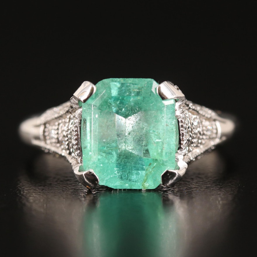 18K 3.09 CT Emerald and Diamond Ring