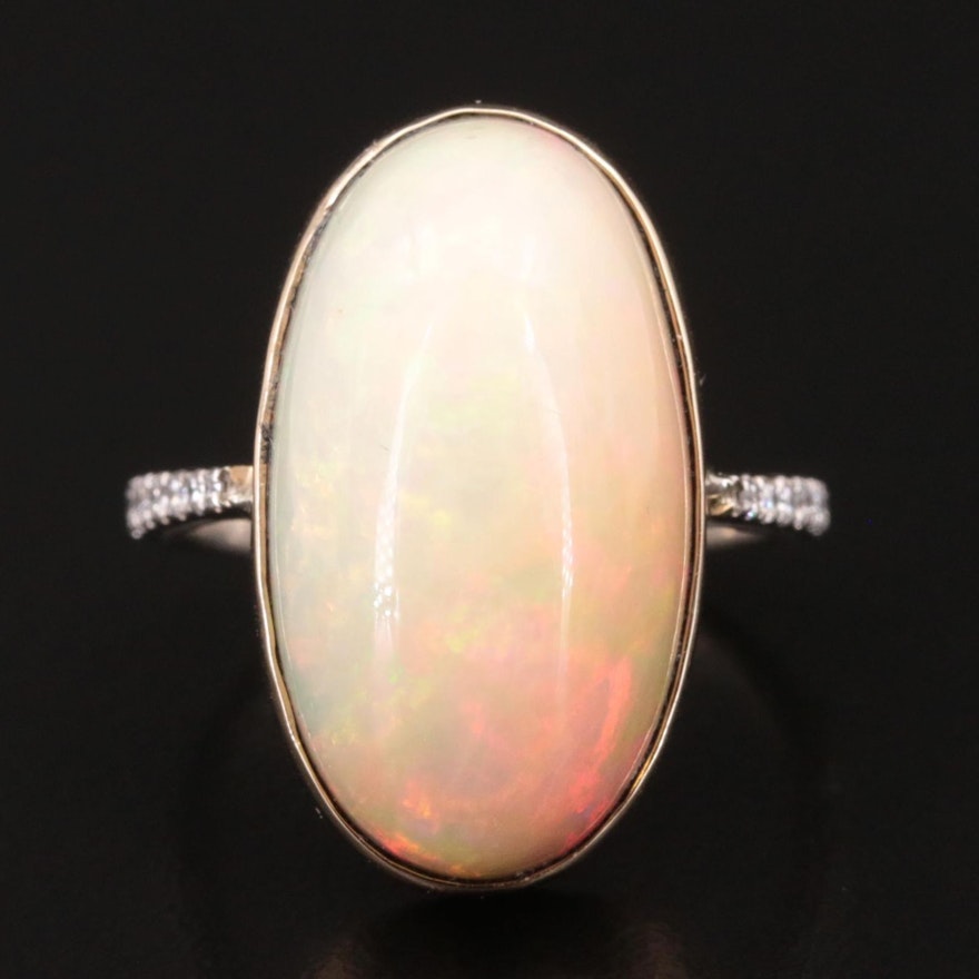 14K 19.56 CT Opal and Diamond Ring