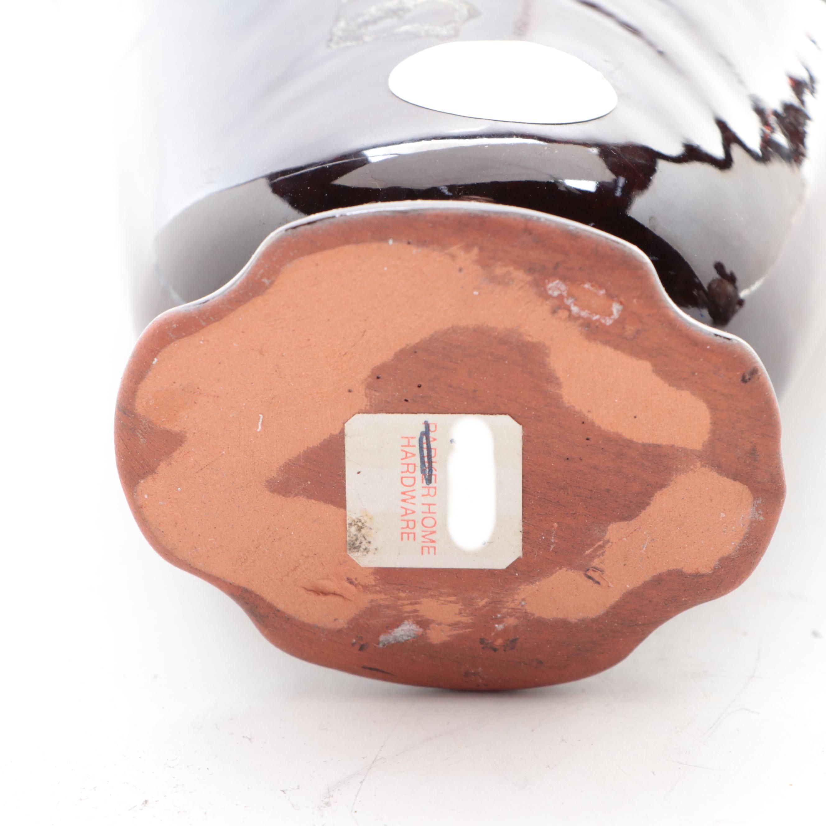 Canadian Grand River Pottery Turtle and Inuit Figurine with Fan Vase