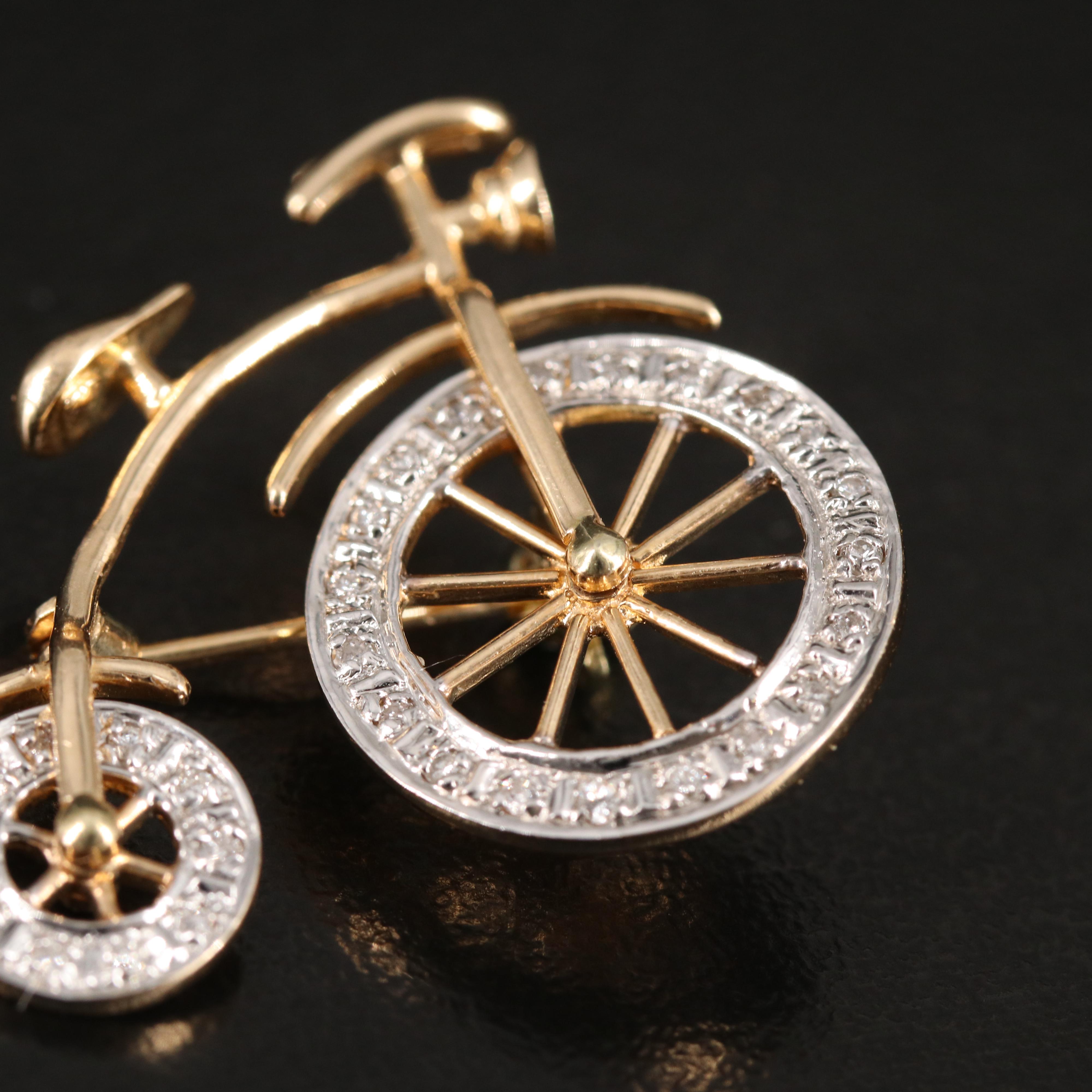 14K 0.16 CTW Diamond Penny Farthing Brooch