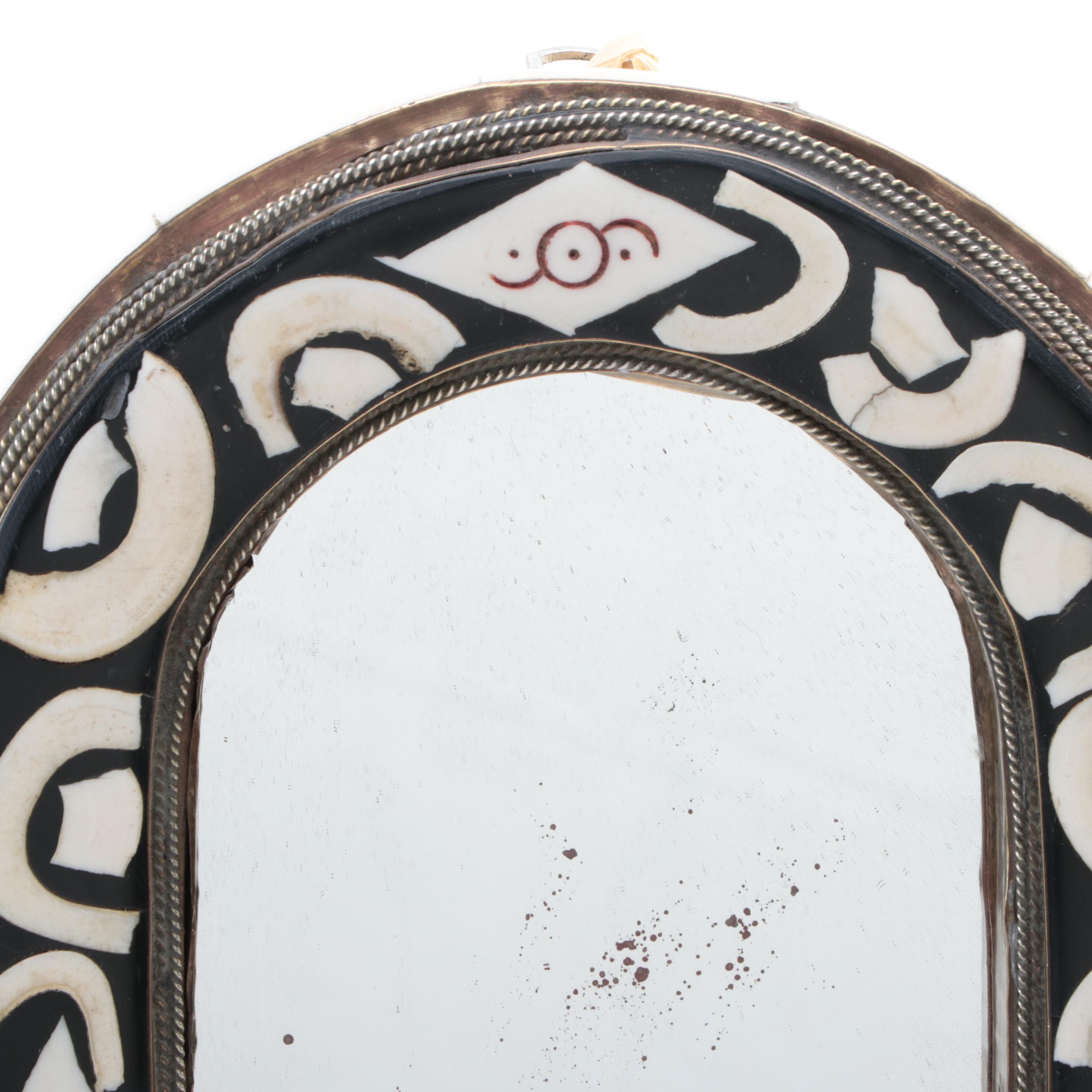Small Turkish Mirror with Camel Bone Inlay, Late 20th Century
