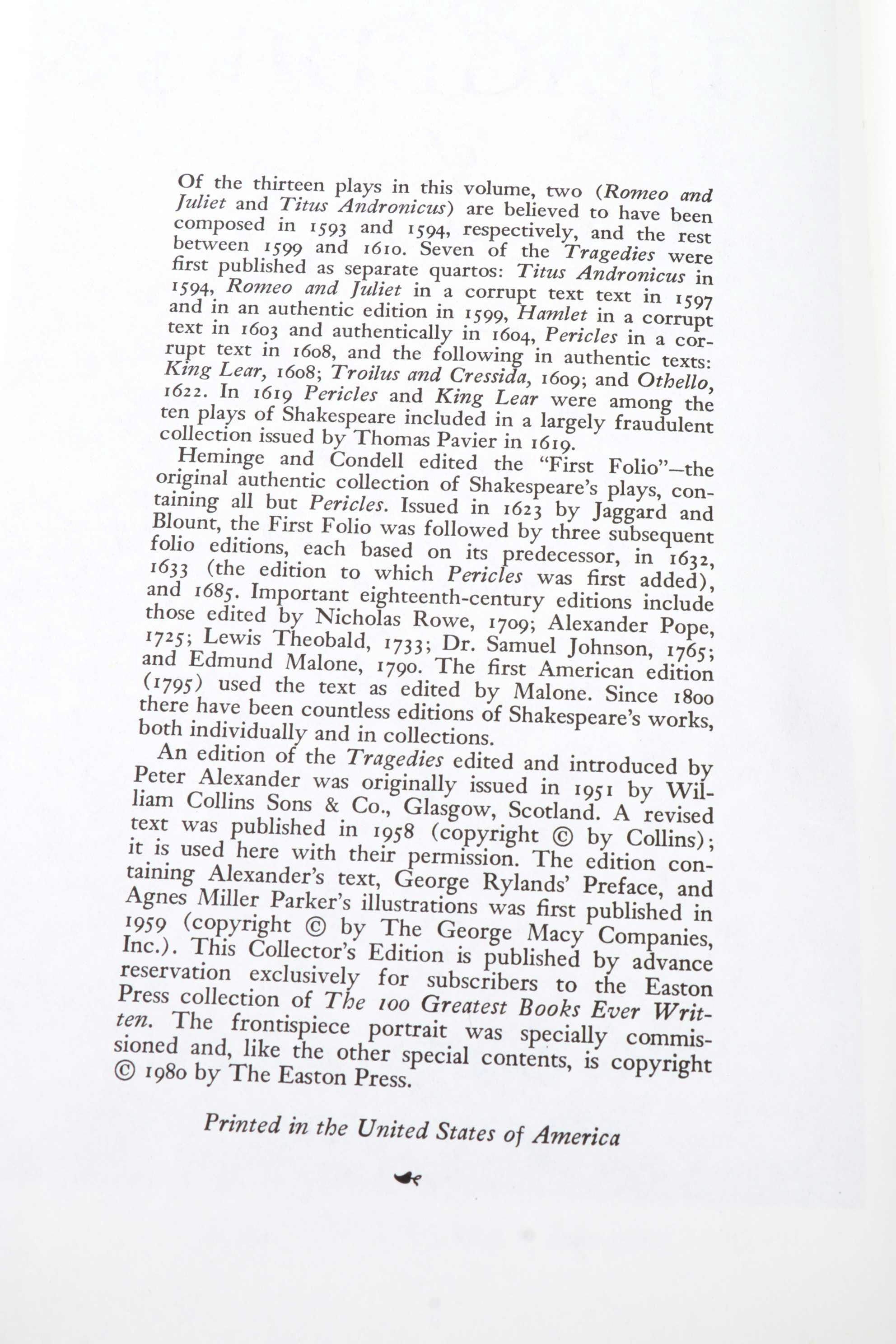 Easton Press Classic Plays Including Shakespeare, Goldsmith, Chekhov, and More